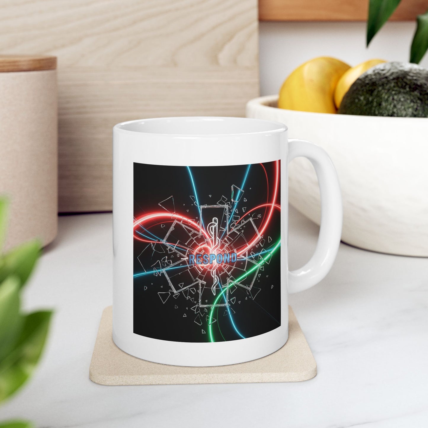 Respond Medical Mug, EMT Gift, Paramedic Mug, Emergency Services Mug, First Responder Mug, Neon Lights Mug, Star of Life Design
