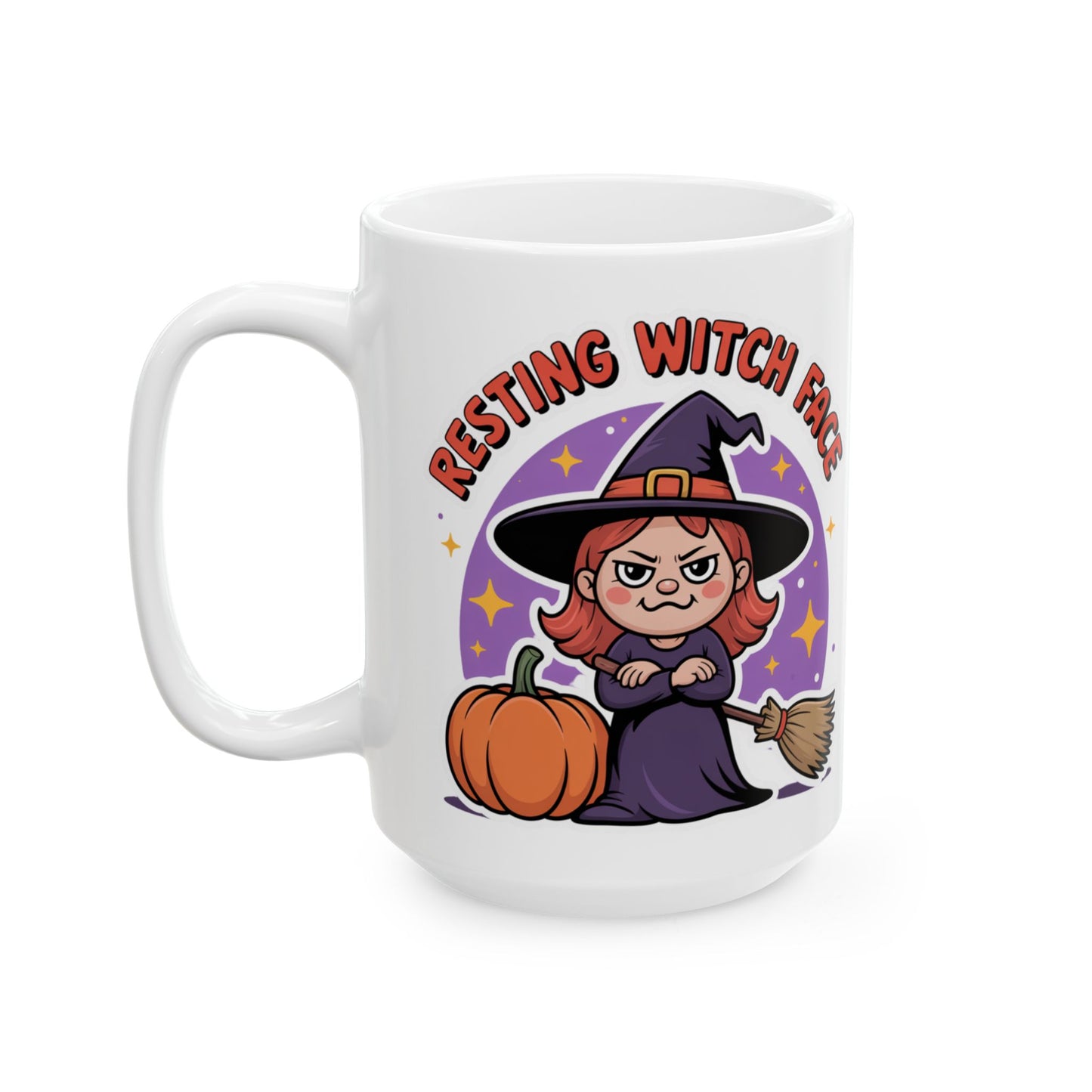 Halloween Witch Face Mug, Cute Witch Coffee Cup, Resting Witch Face Tea Mug, Spooky Fall Gift, Witchcraft Lover's Mug