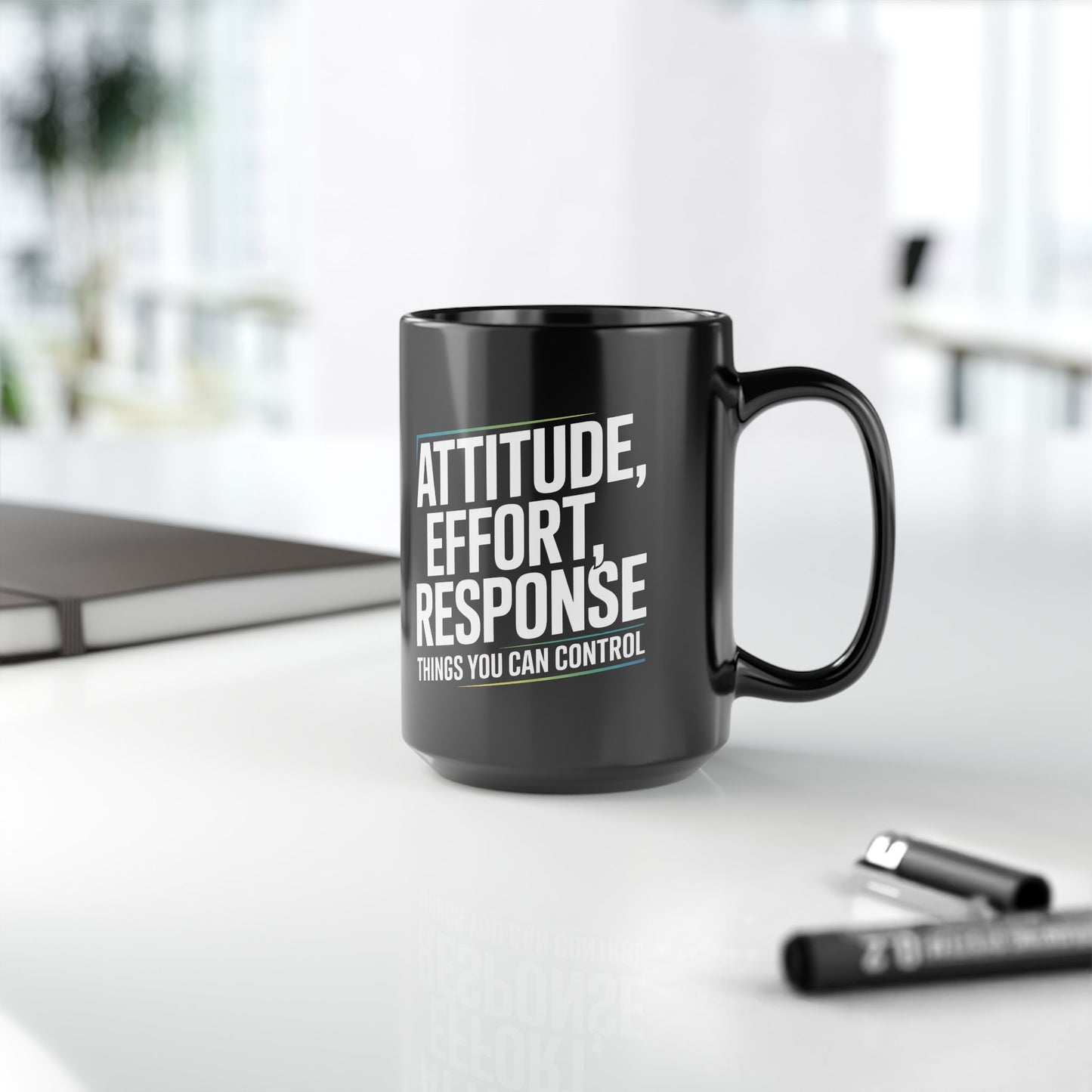 Attitude Effort Response- Motivational Black Mug, Inspirational Coffee Cup, Gift for Students, Home Office Decor