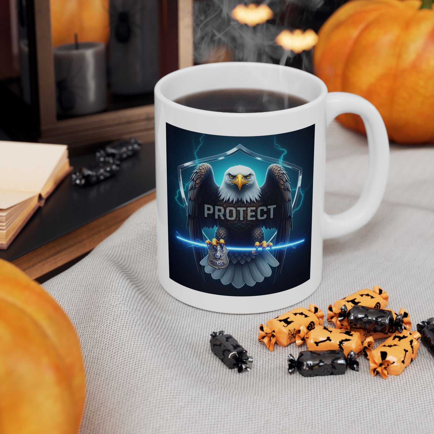 Eagle Protect Mug, Police Mug, Law Enforcement Mug, Patriotic Mug, American Eagle Mug, Gift for Police Officer, Military Mug