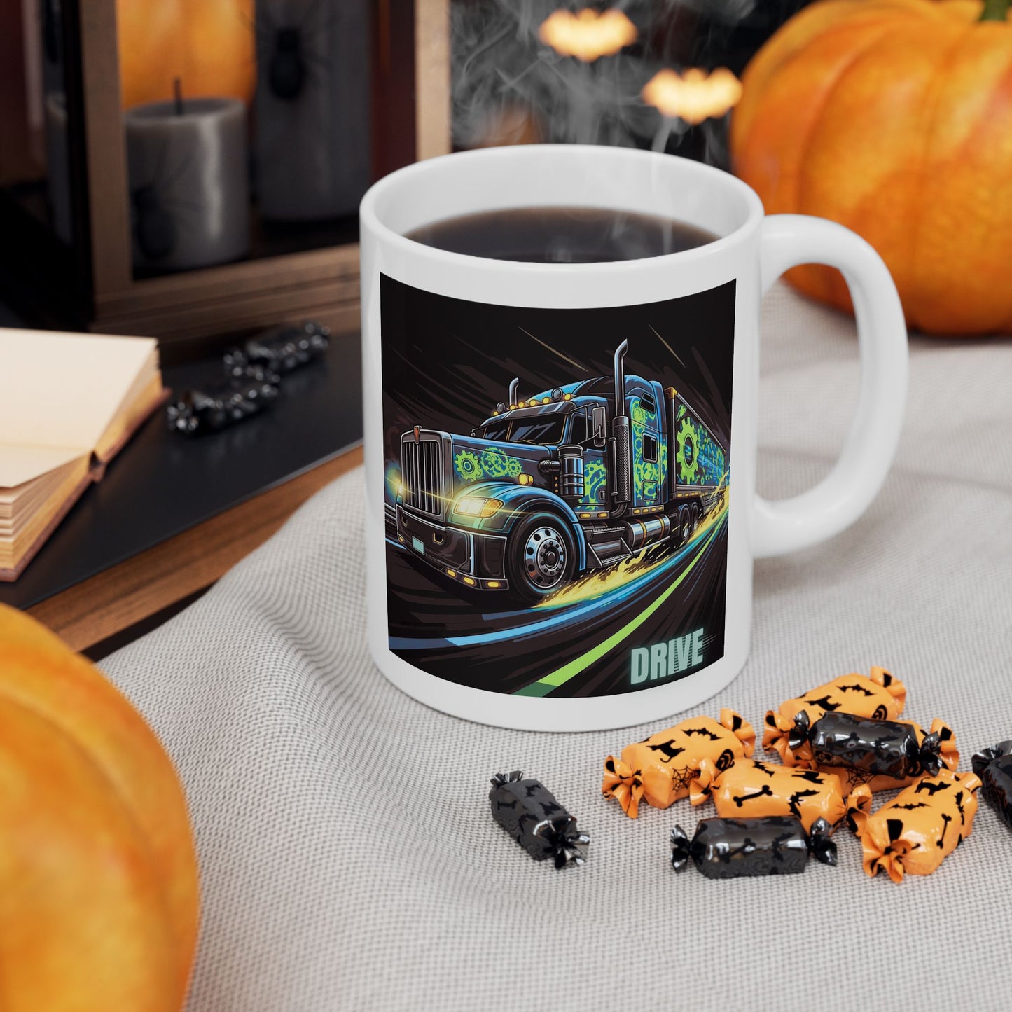 Cool Trucker Mug, Kenworth Design, Big Rig Art, Semi Truck Gift, Driving Enthusiast Present, Transport Lover Coffee Cup