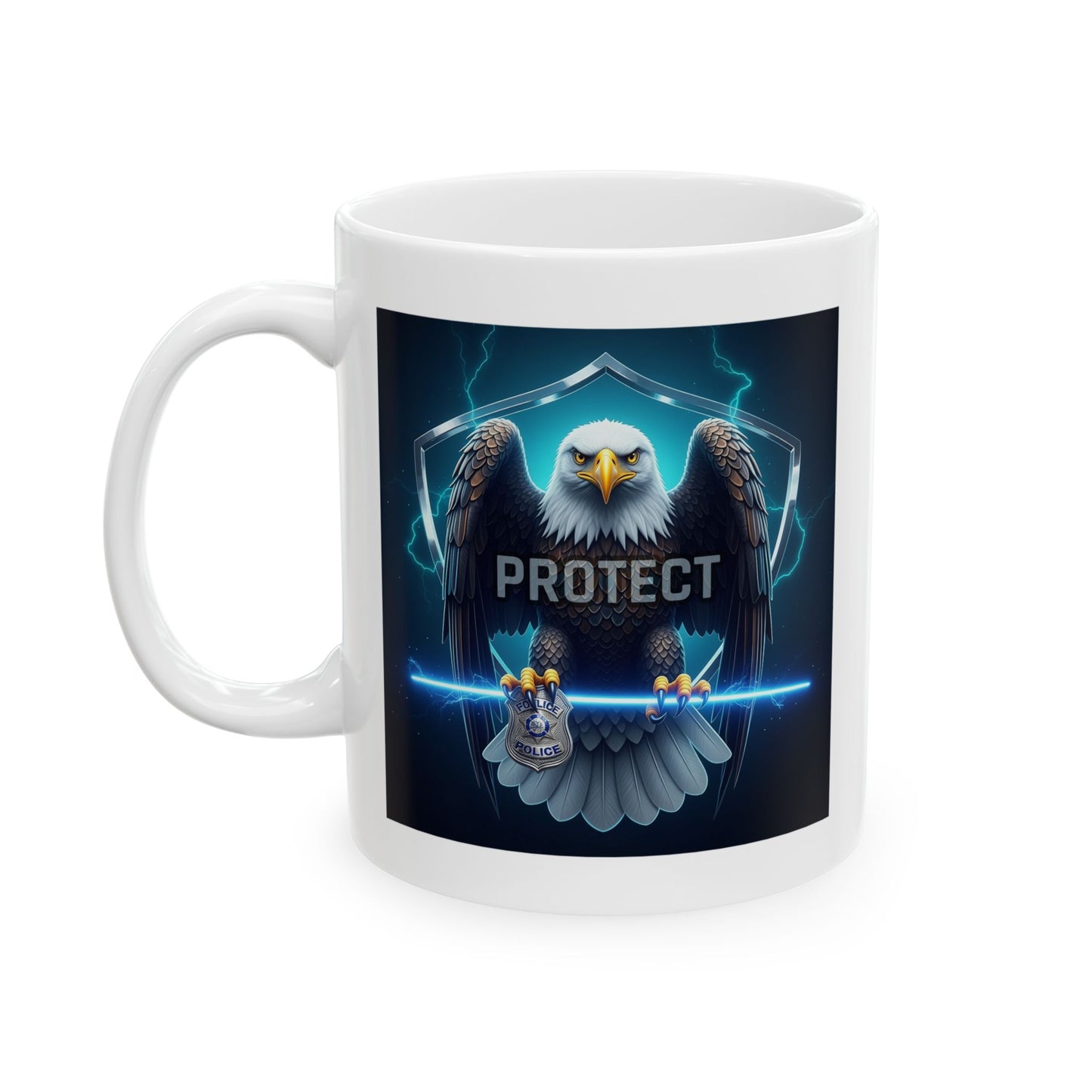 Eagle Protect Mug, Police Mug, Law Enforcement Mug, Patriotic Mug, American Eagle Mug, Gift for Police Officer, Military Mug