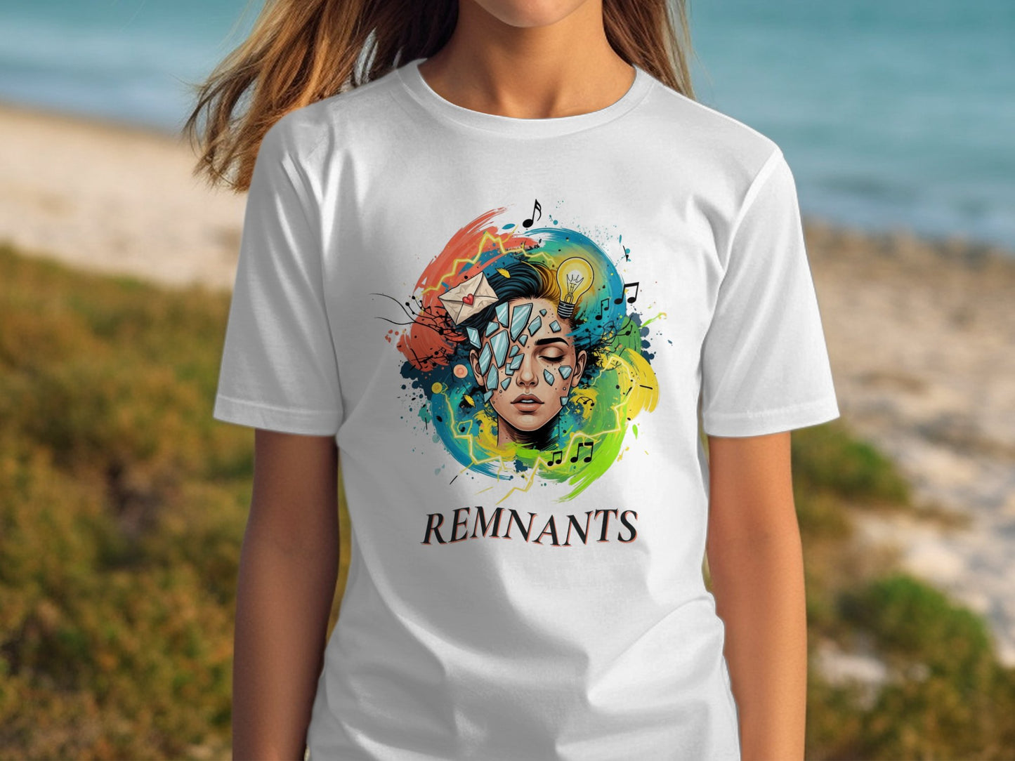 Remnants T-Shirt, Abstract Art Tee, Creative Mind Shirt, Broken Glass Tee, Light Bulb T Shirt, Music T Shirt, Colorful Graphic Tee