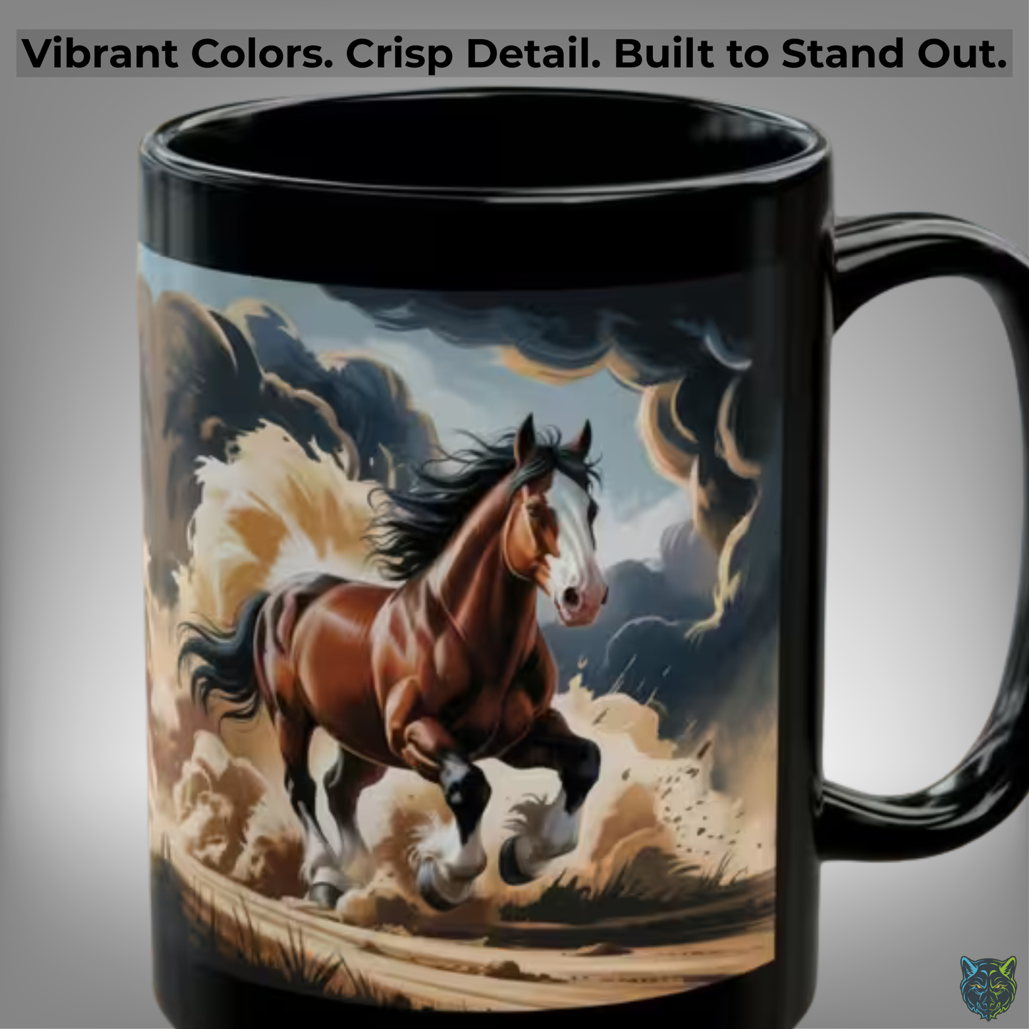 Clydesdale Horse Mug Running Draft Horse Black Ceramic Coffee Mug 15oz Western Farm Gift by Lair Gadgets