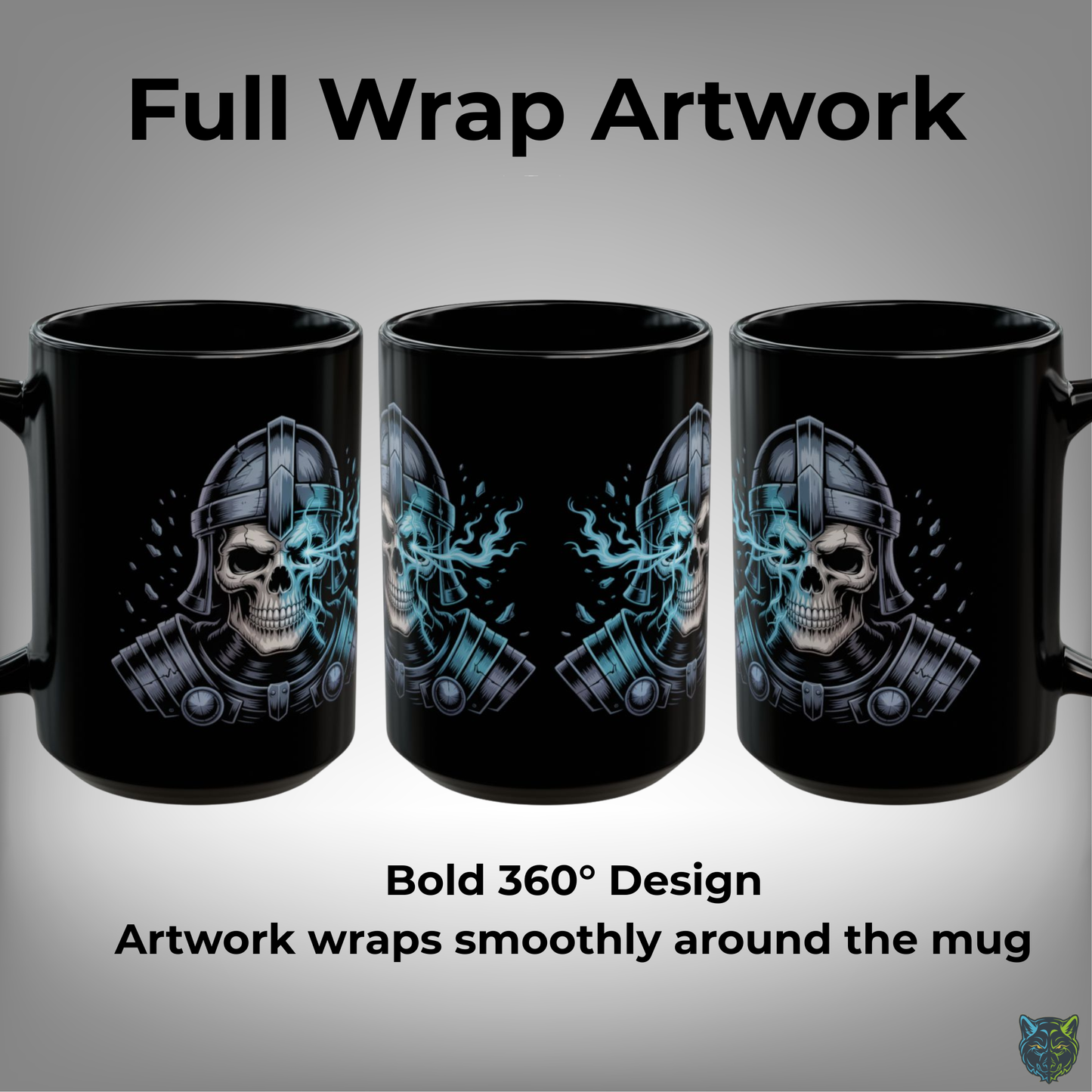 Skull Coffee Mug Warrior Helmet Skeleton Black Ceramic Coffee Mug 15oz Gothic Dark Art Gift by Lair Gadgets