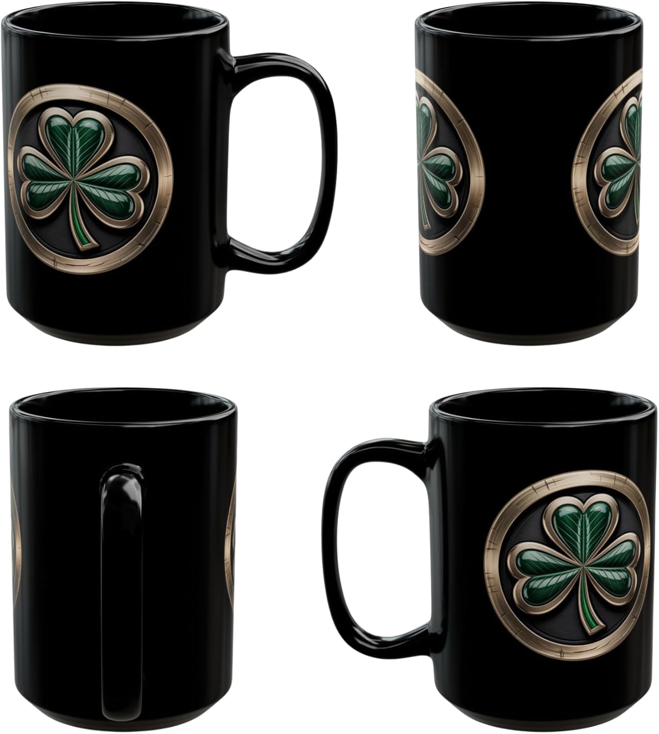 Irish Heritage Coffee Mug Ceramic – Celtic Shamrock Emblem Design – Irish Pride Gift