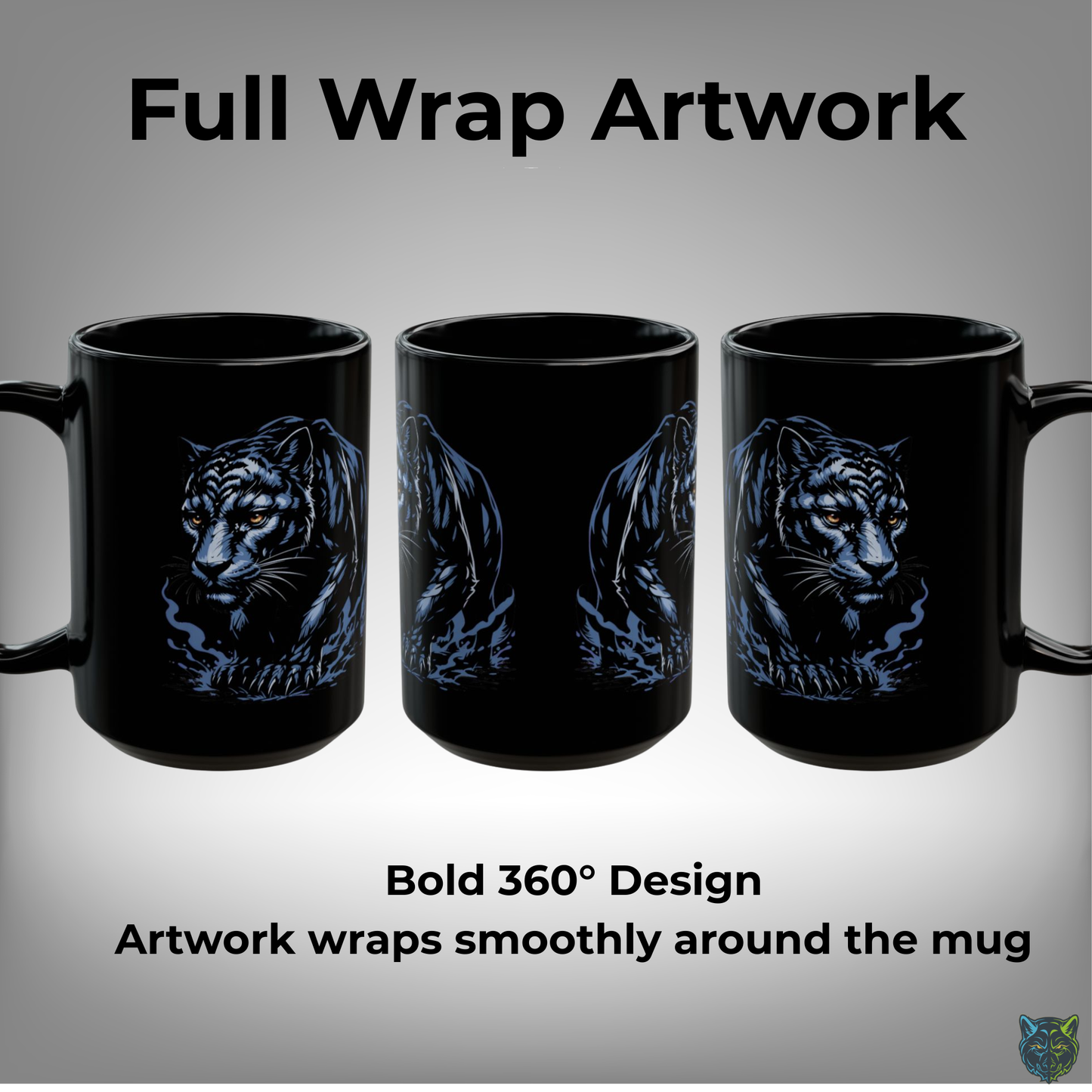 Black Panther Coffee Mug Shadow Wildlife Design Black Ceramic 15oz Animal Lover Gift by Lair Gadgets