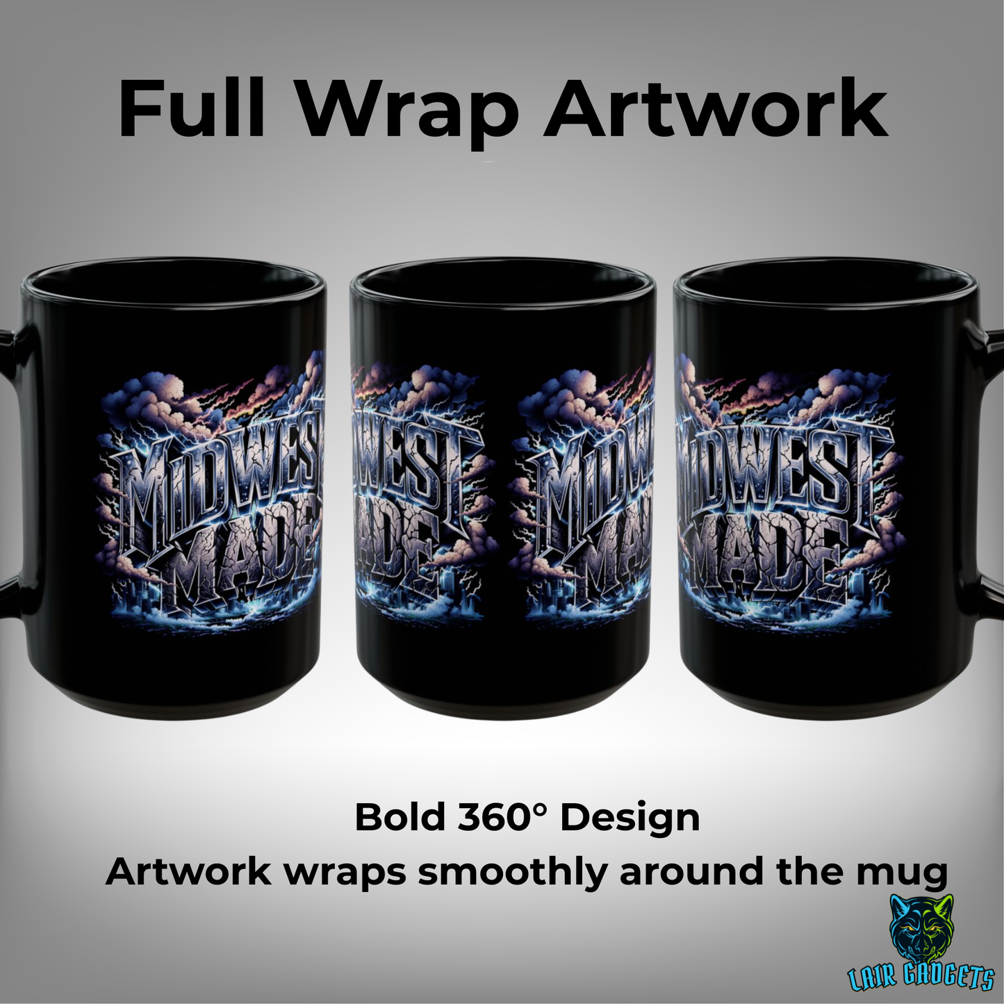 Midwest Coffee Mug Midwest Made Storm Design Black Ceramic 15 Oz Regional Gift by Lair Gadgets