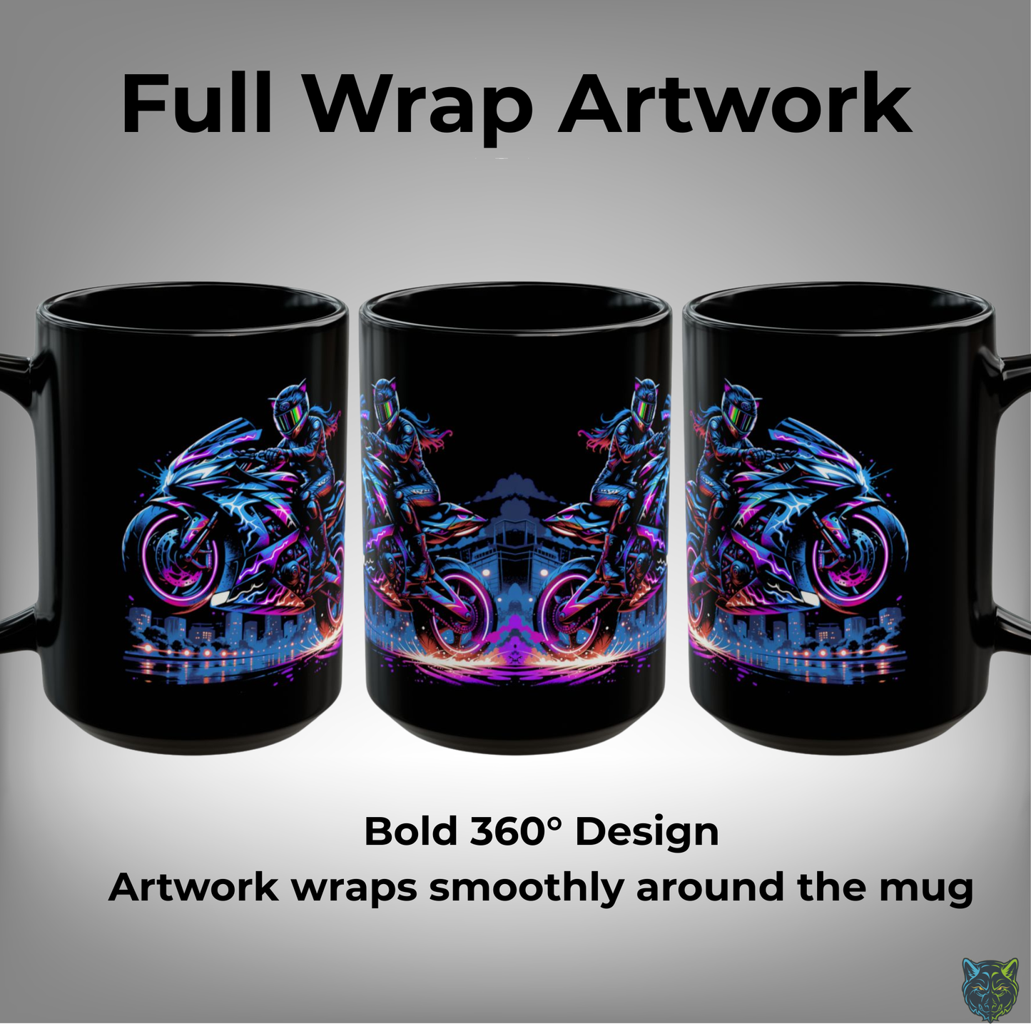 Sport Bike Mug – Neon Motorcycle Coffee Mug for Riders and Street Bike Fans – 15oz – by Lair Gadgets