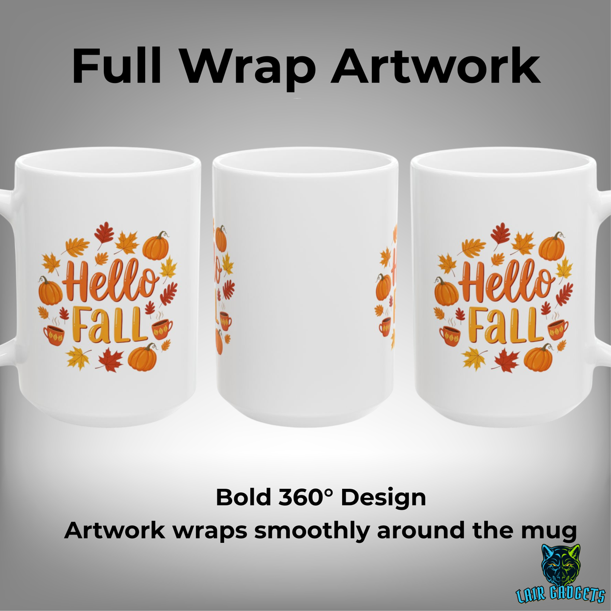 Hello Fall Pumpkin Coffee Mug – 15oz White Ceramic