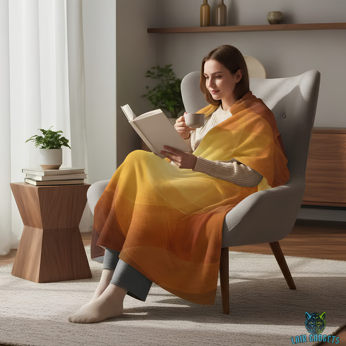 Abstract Throw Blanket Golden Modern Decor Plush