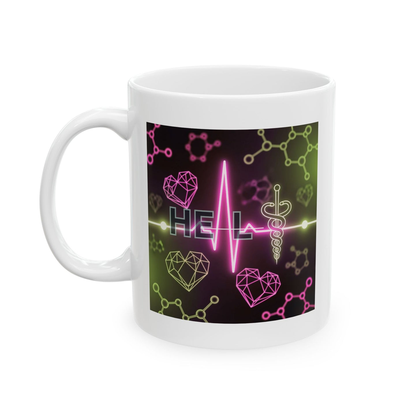 Medical Mug, Healthcare Coffee Mug, Caduceus Mug, Science Mug, Doctor Mug, Nurse Mug, Gift for Med Students, Heartbeat Mug, Molecular Mug