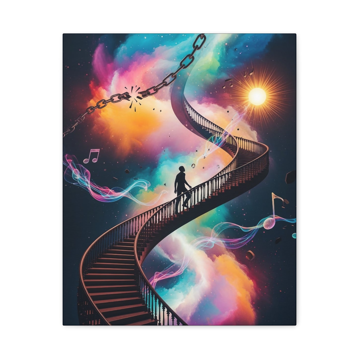 Ascent Canvas Wall Art, Motivational Stairway Canvas, Colorful Galaxy, Broken Chains, Musical Canvas, Spiritual Ascent Canvas, Gift