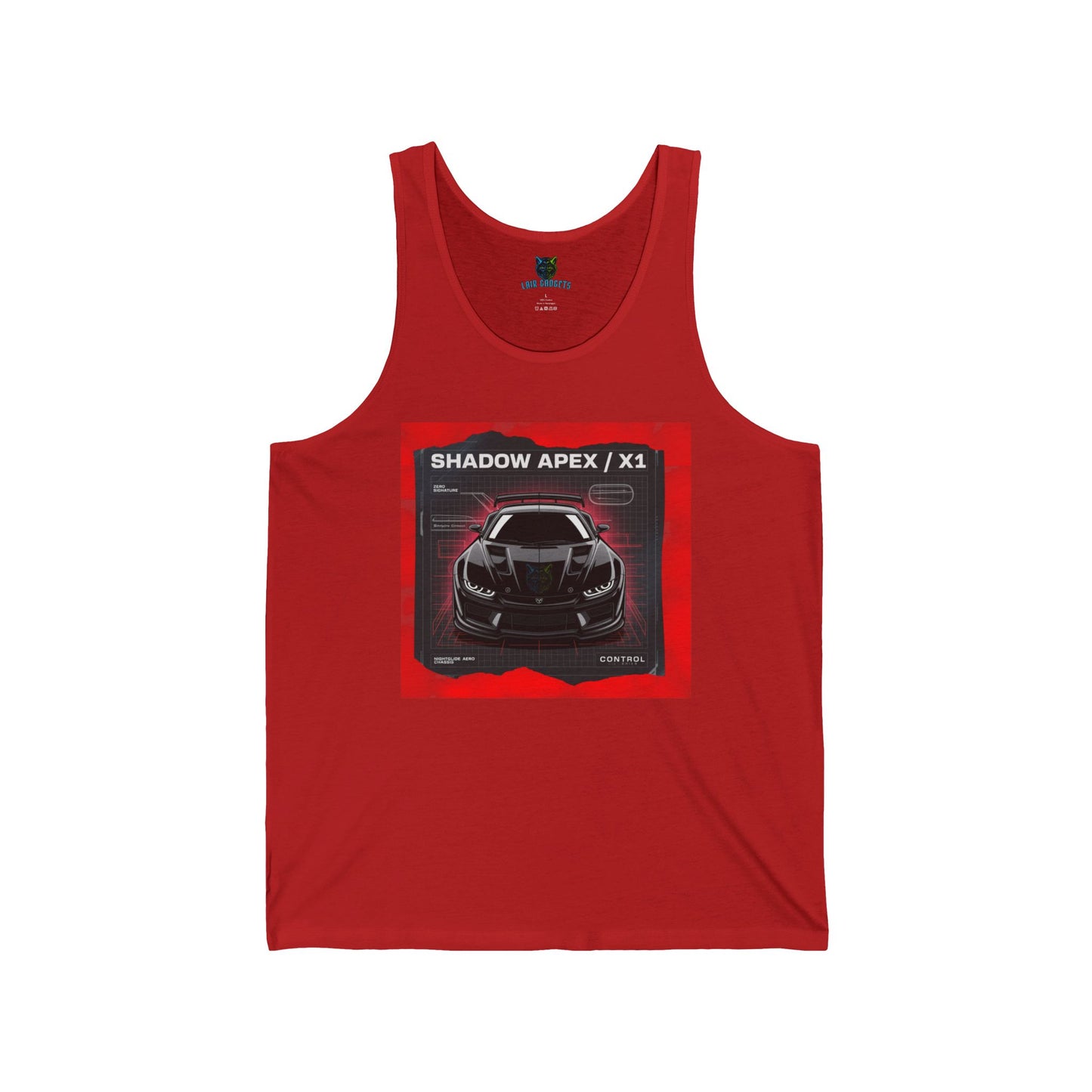Shadow Apex X1 Unisex Jersey Tank - Cool Graphic Tank Top for Car Enthusiasts, Gift for Motorsports Fans, Summer Fashion