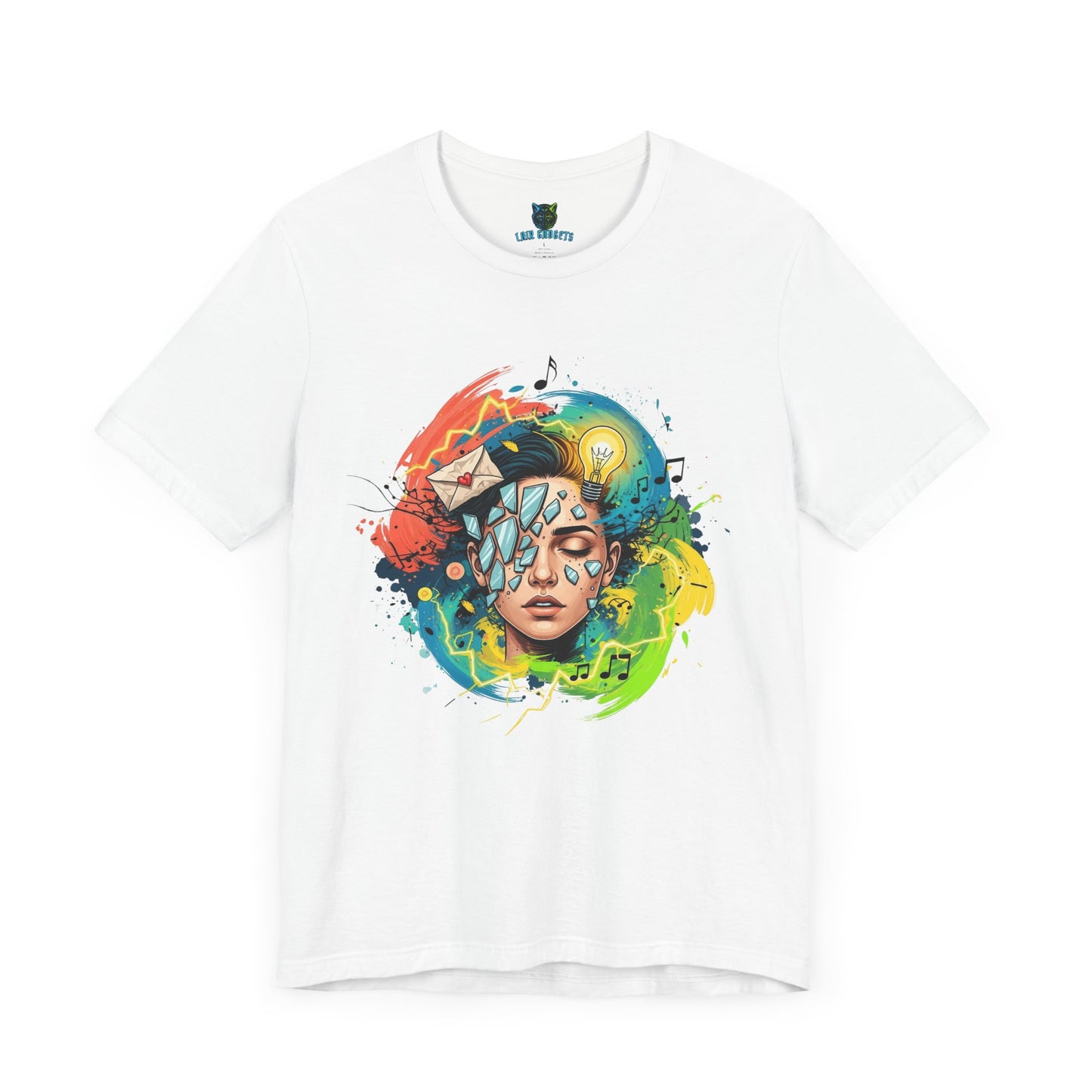 Remnants T-Shirt, Abstract Art Tee, Creative Mind Shirt, Broken Glass Tee, Light Bulb T Shirt, Music T Shirt, Colorful Graphic Tee