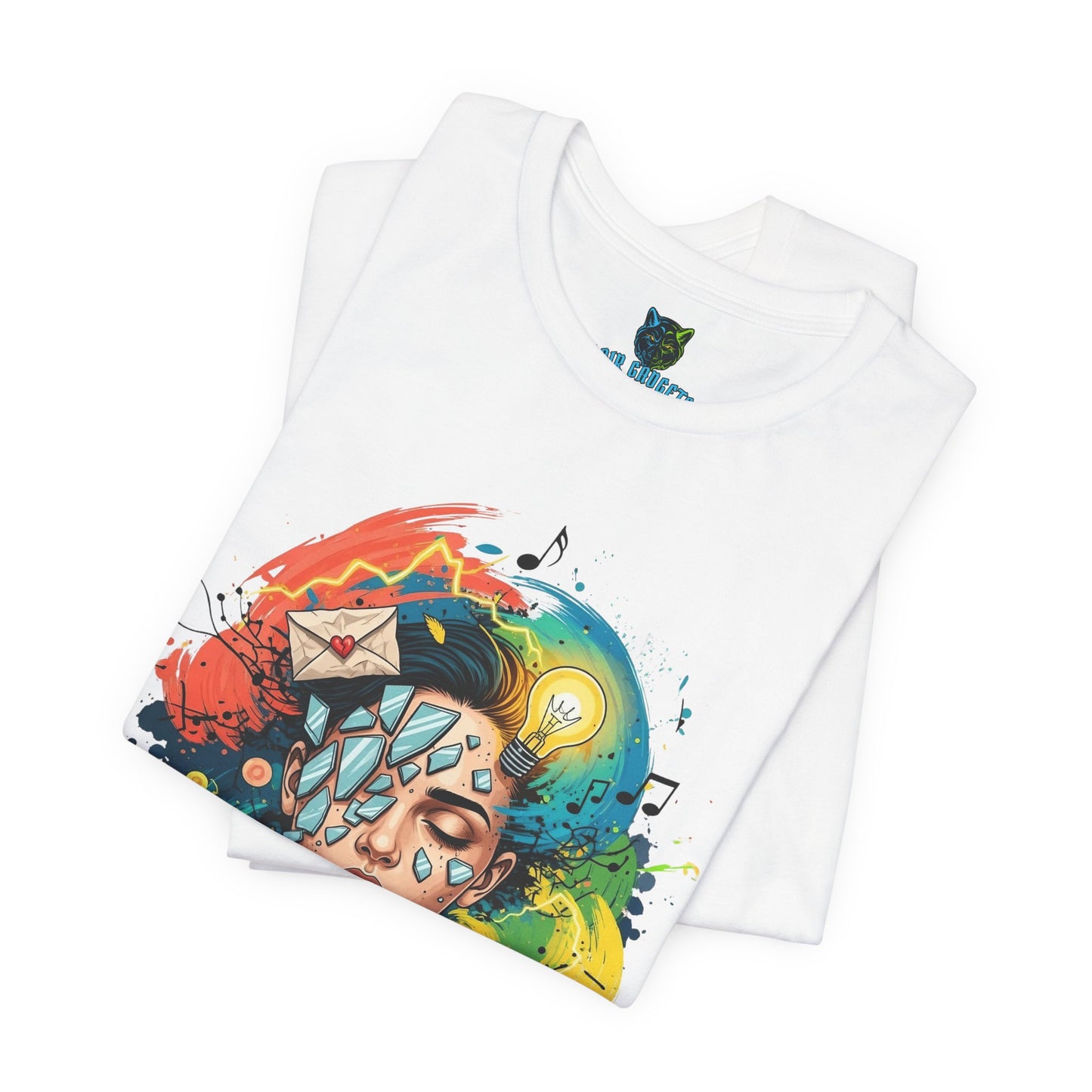 Remnants T-Shirt, Abstract Art Tee, Creative Mind Shirt, Broken Glass Tee, Light Bulb T Shirt, Music T Shirt, Colorful Graphic Tee