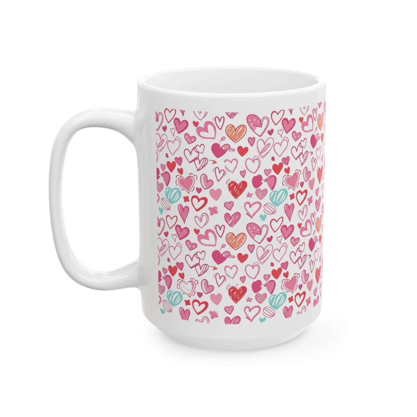 Pink & Red Hearts Coffee Cup (15oz) Score 74