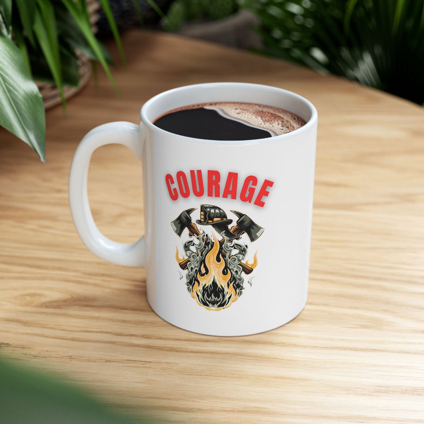 Courage Ceramic Mug - Motivational Coffee Cup, Inspirational Gift, Dog Lover Drinkware, Courage Quote Espresso Mug, Unique Home Office Decor
