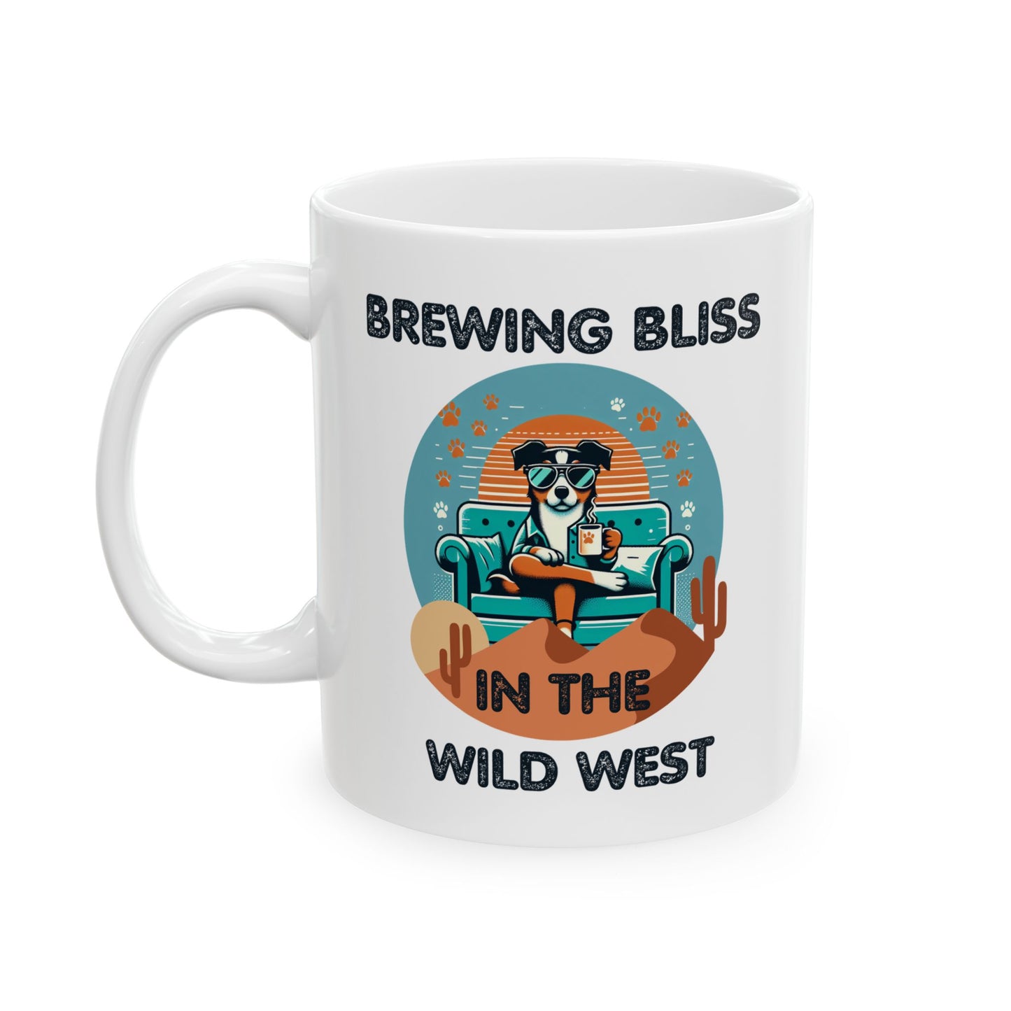 Mug - Cartoon Dog Brewing Bliss in the Wild West