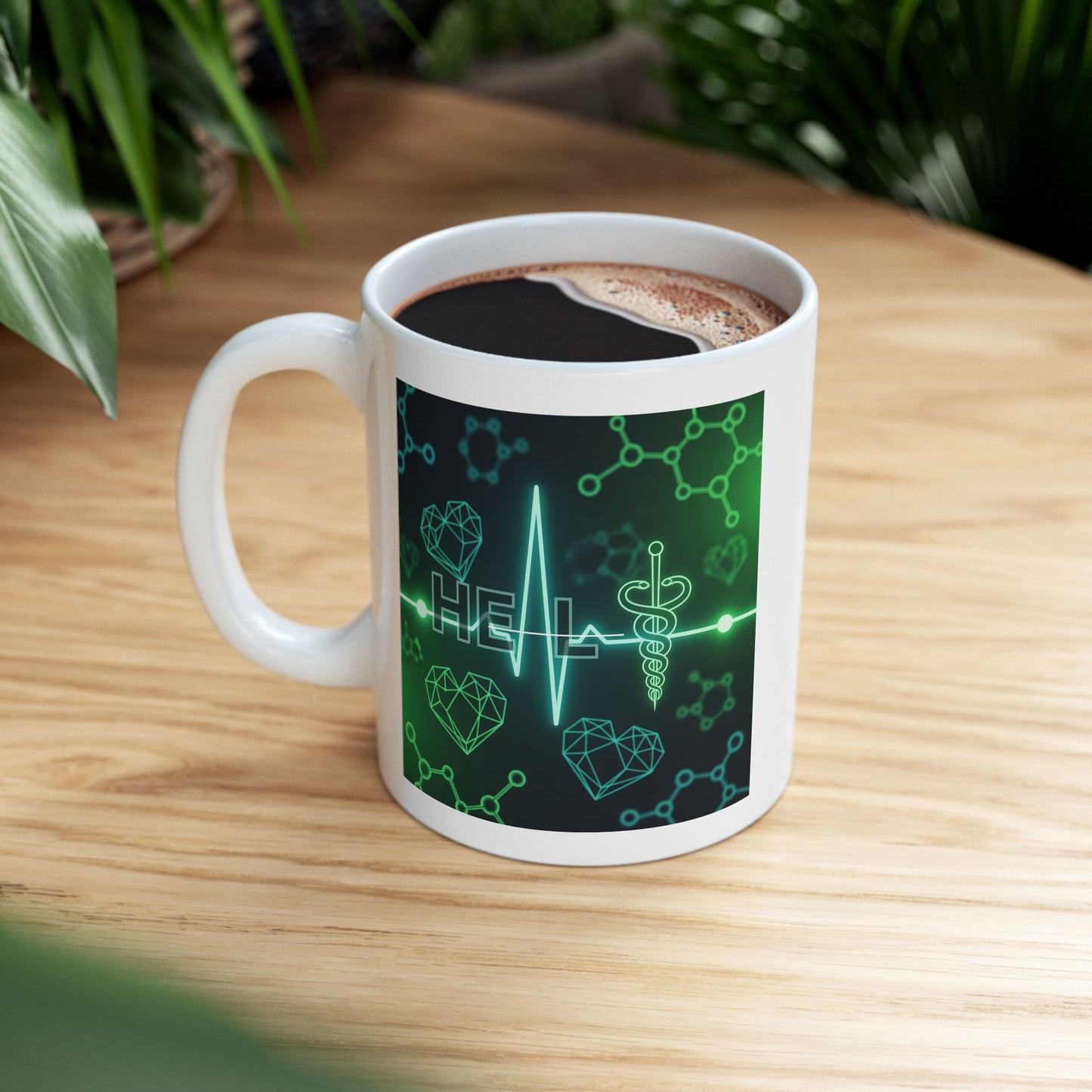 Medical Mug, Healthcare Coffee Mug, Caduceus Mug, Science Mug, Doctor Mug, Nurse Mug, Gift for Med Students, Heartbeat Mug, Molecular Mug