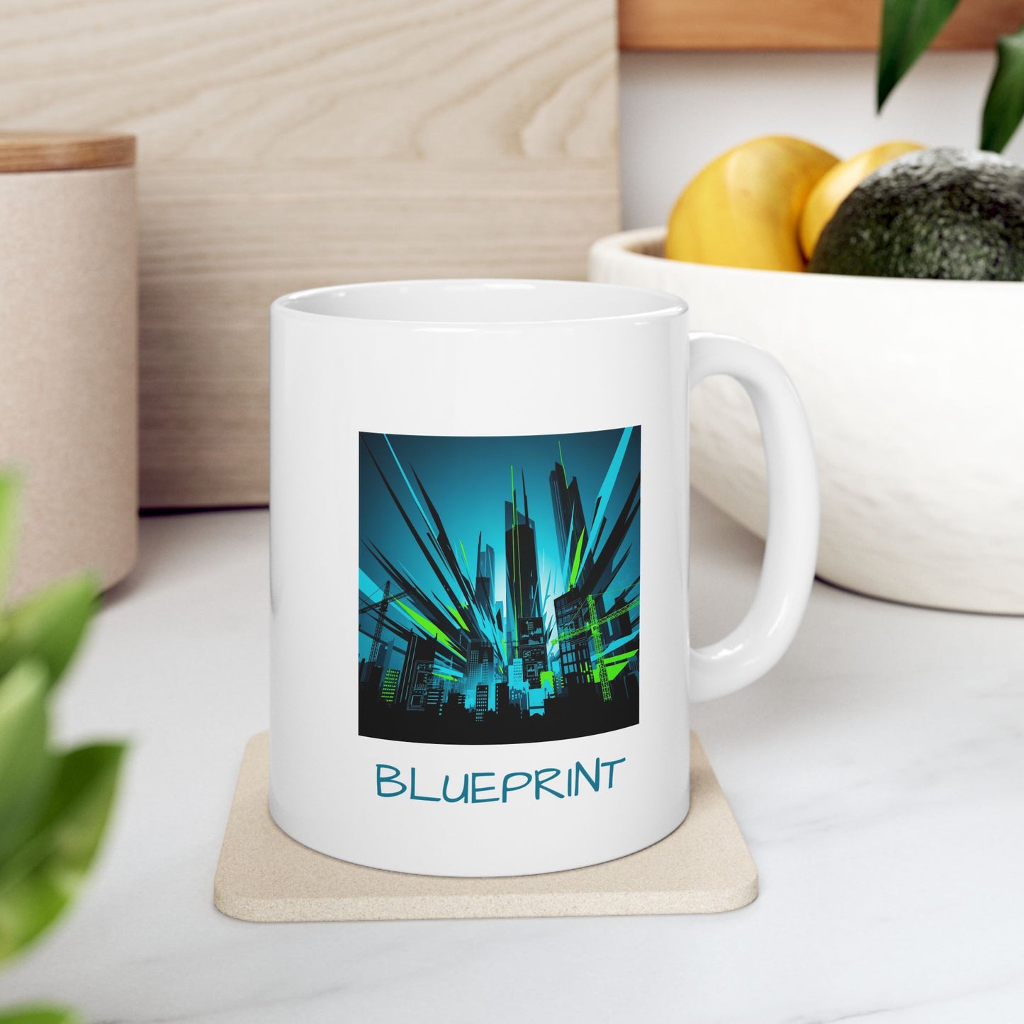 Cyberpunk Mug, Futuristic Cityscape, Neon Skyline Art, Modern Architecture Gift, Unique Coffee Cup, Urban Design Mug, Architect Gift