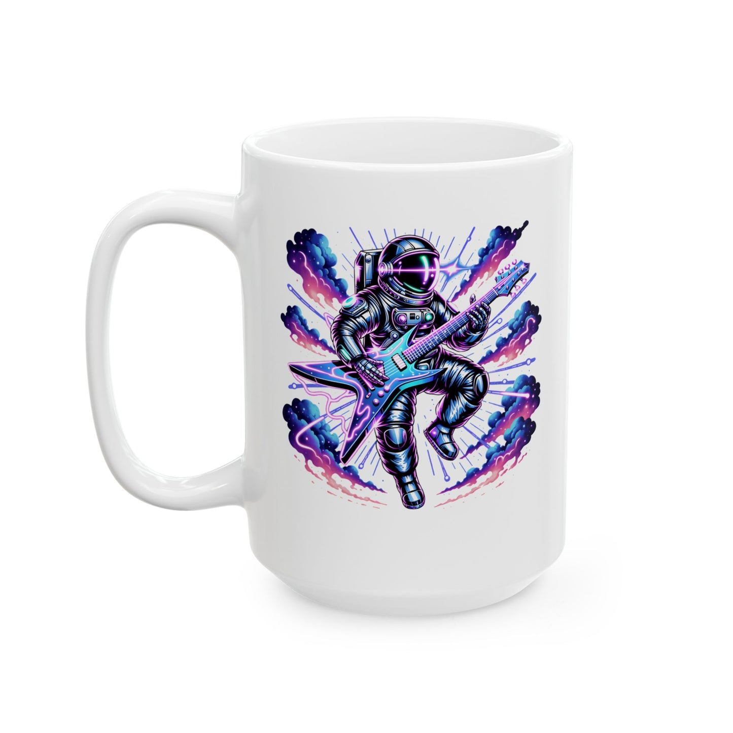 Space Man Electric Guitar Ceramic Mug, (15oz)