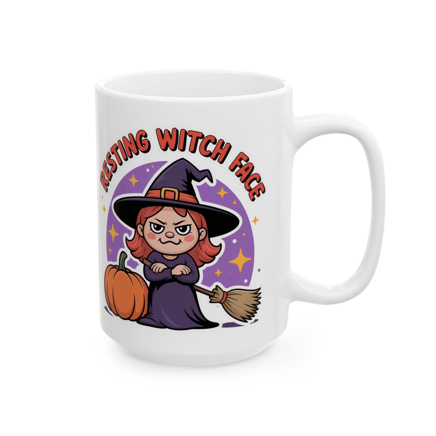 Halloween Witch Face Mug, Cute Witch Coffee Cup, Resting Witch Face Tea Mug, Spooky Fall Gift, Witchcraft Lover's Mug
