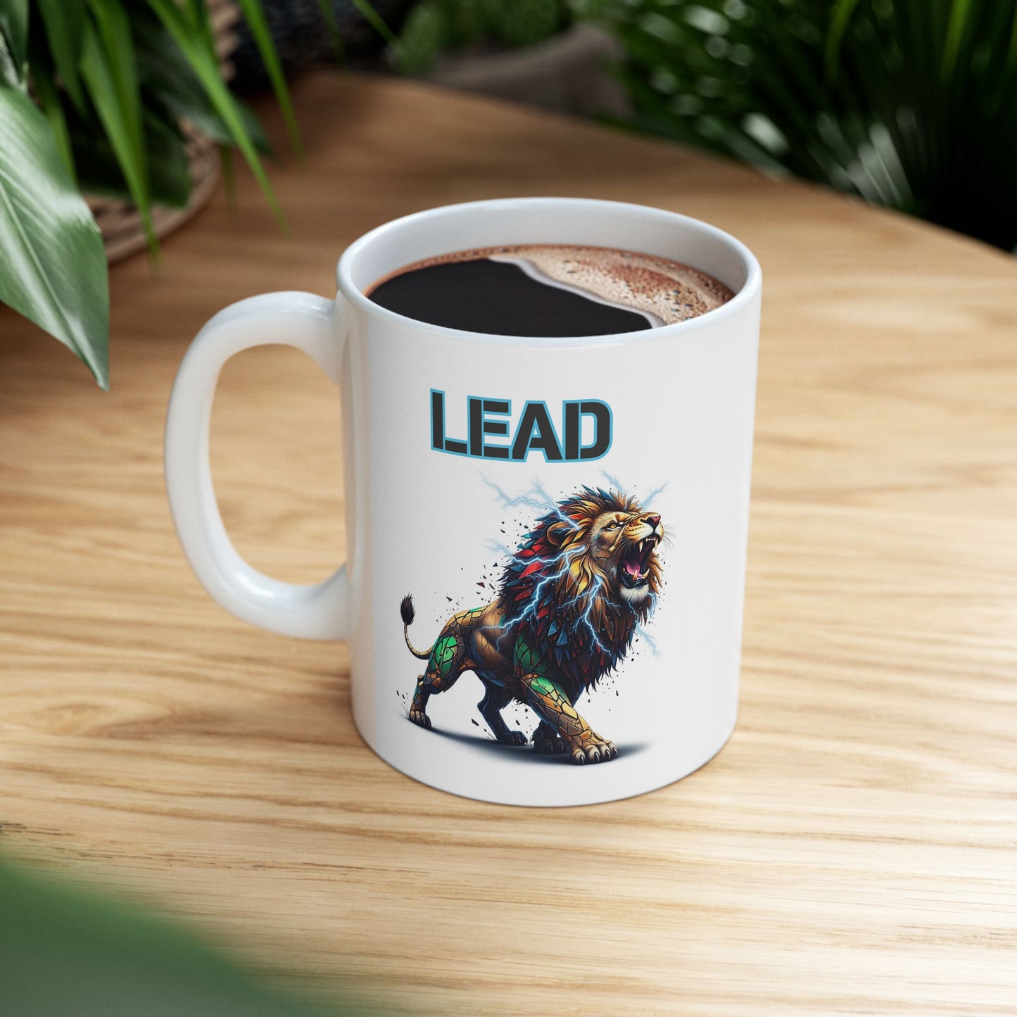 Electric Lion Art Mug, Colorful Lion Gift, Geometric Lion Cup, Unique Lion Design Mug, Artistic Lion Mug for Animal Lovers