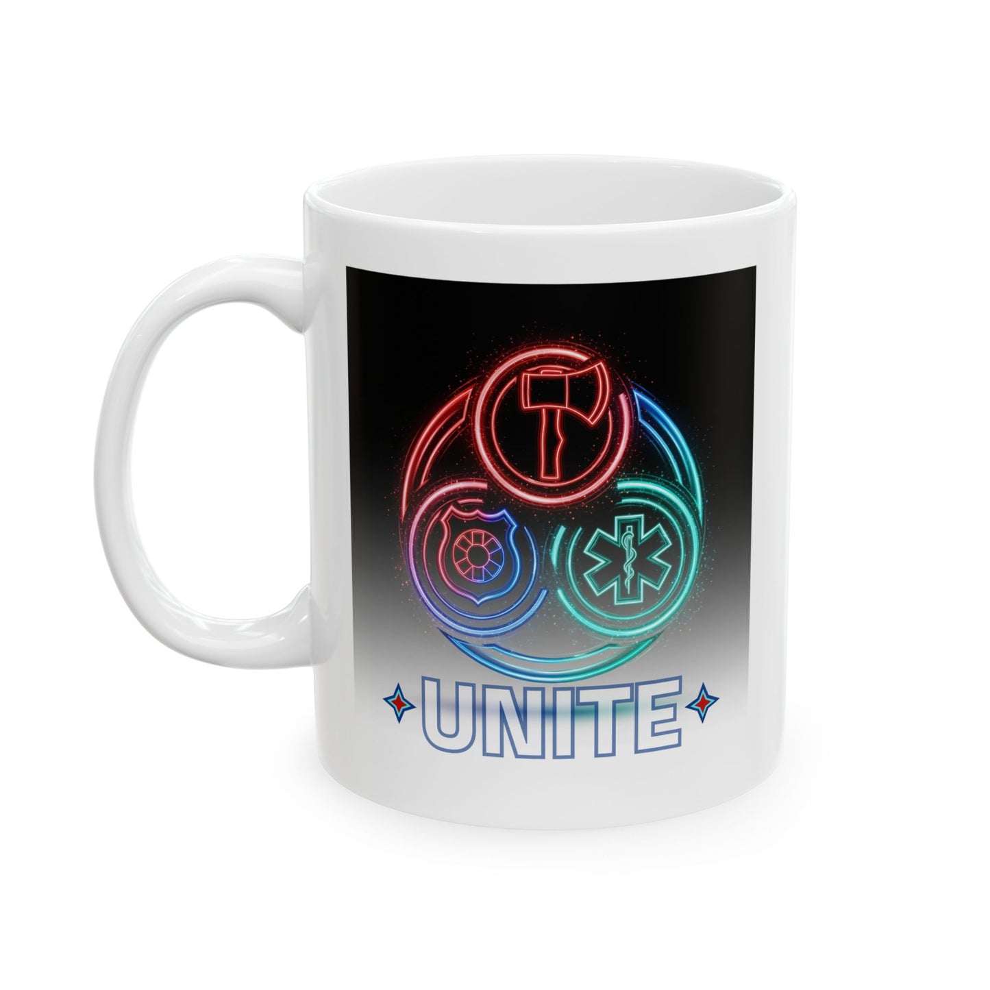 Unite First Responder Mug, Firefighter Police EMT Design, Emergency Services Gift, Support Our Heroes Cup, United We Stand Coffee Mug