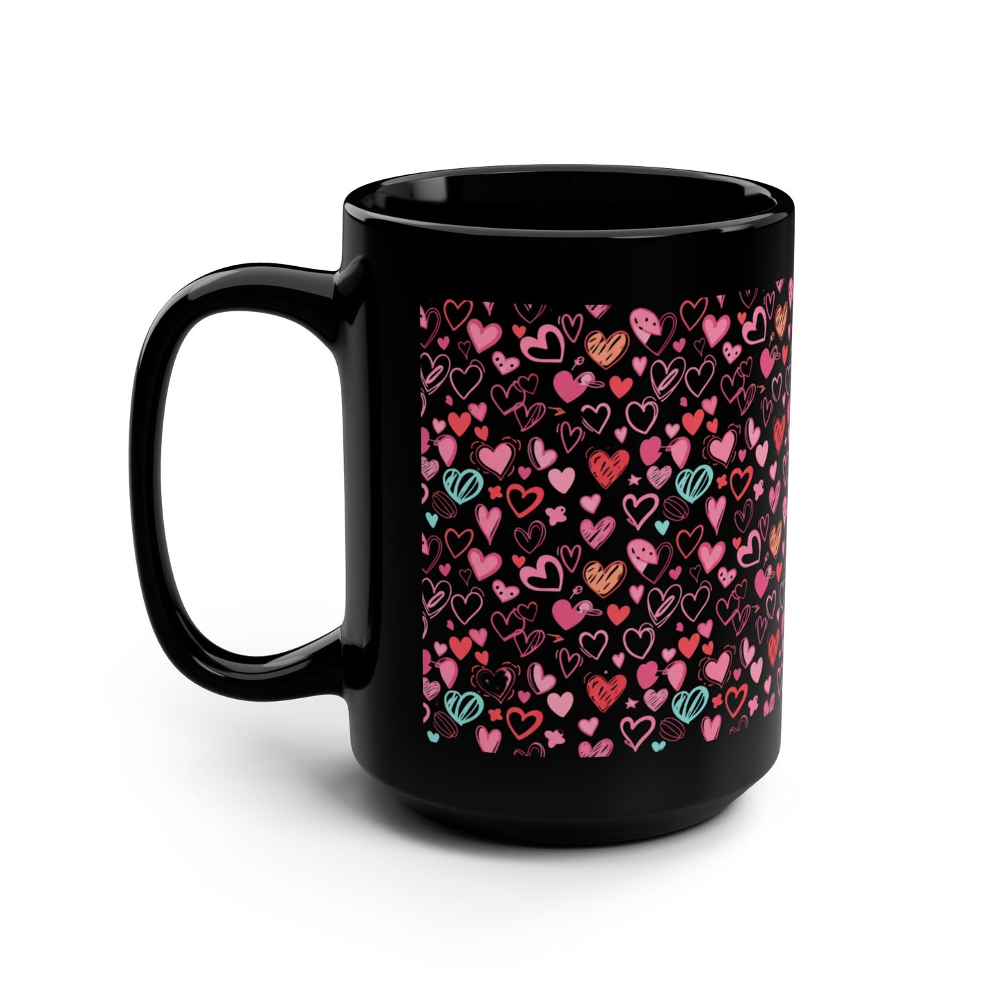 Black 15oz Mug — Cute Heart -Score 83