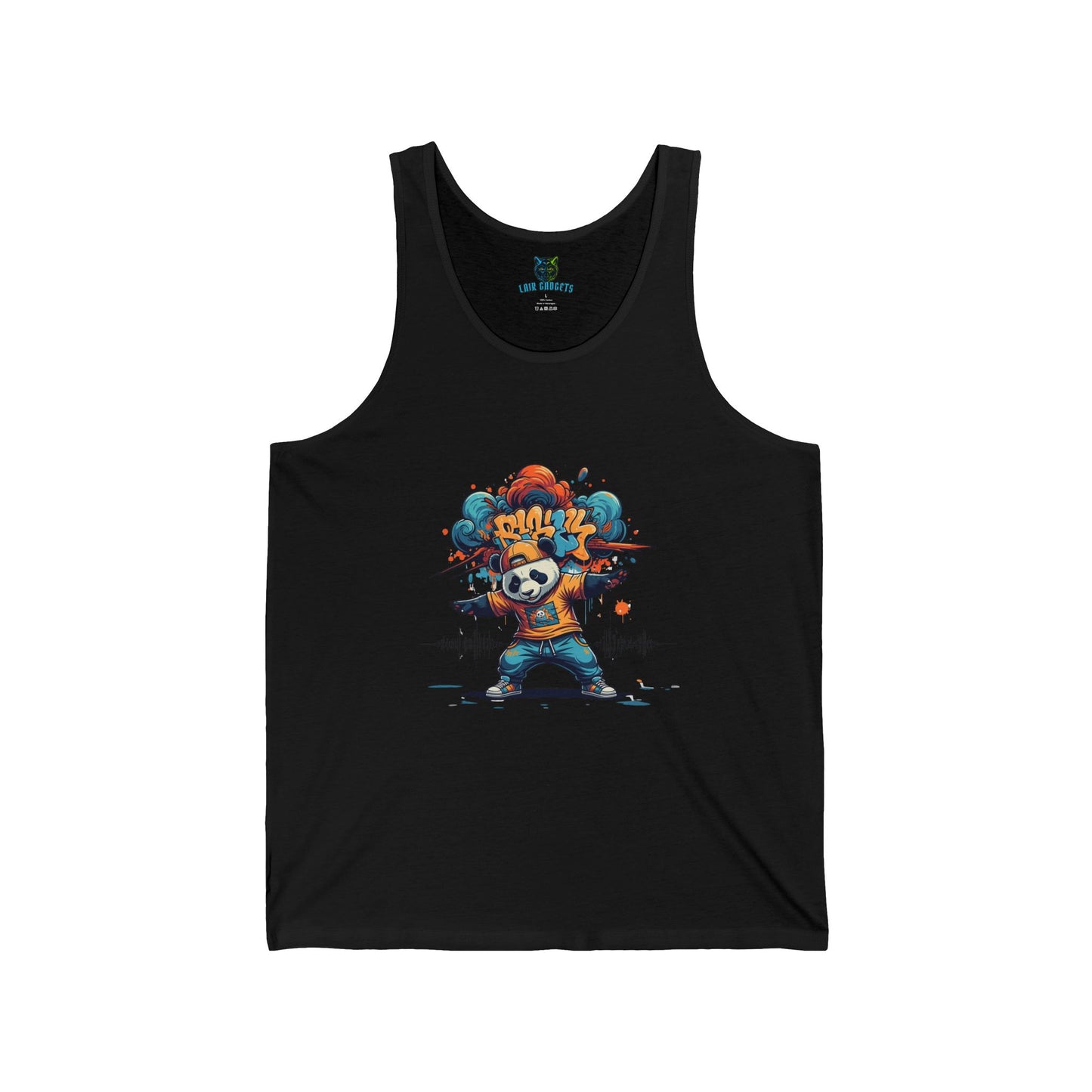 Street Art Panda Unisex Jersey Tank Top, Graphic Tee for Summer, Festival Wear, Gift for Artists, Casual Outfit