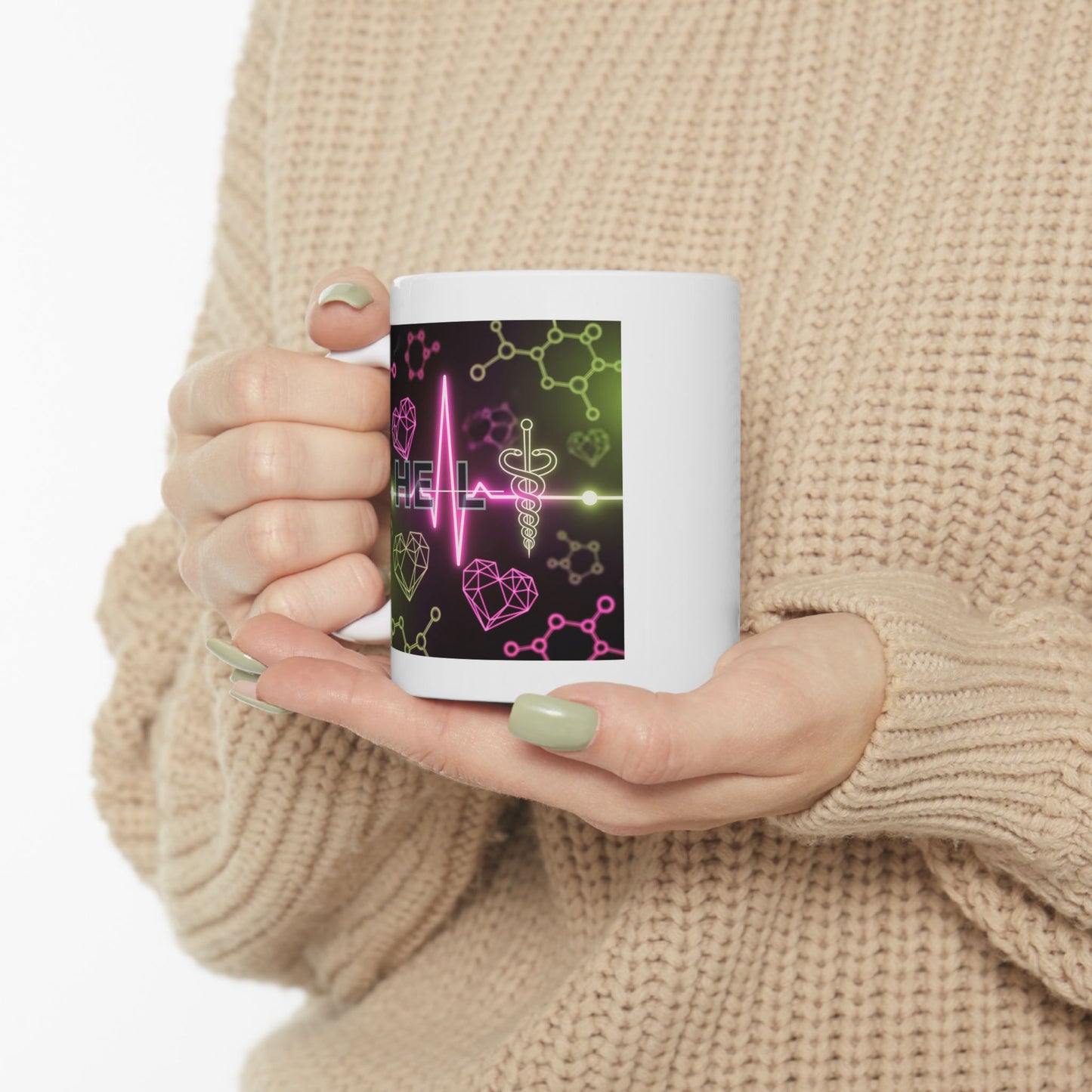 Medical Mug, Healthcare Coffee Mug, Caduceus Mug, Science Mug, Doctor Mug, Nurse Mug, Gift for Med Students, Heartbeat Mug, Molecular Mug