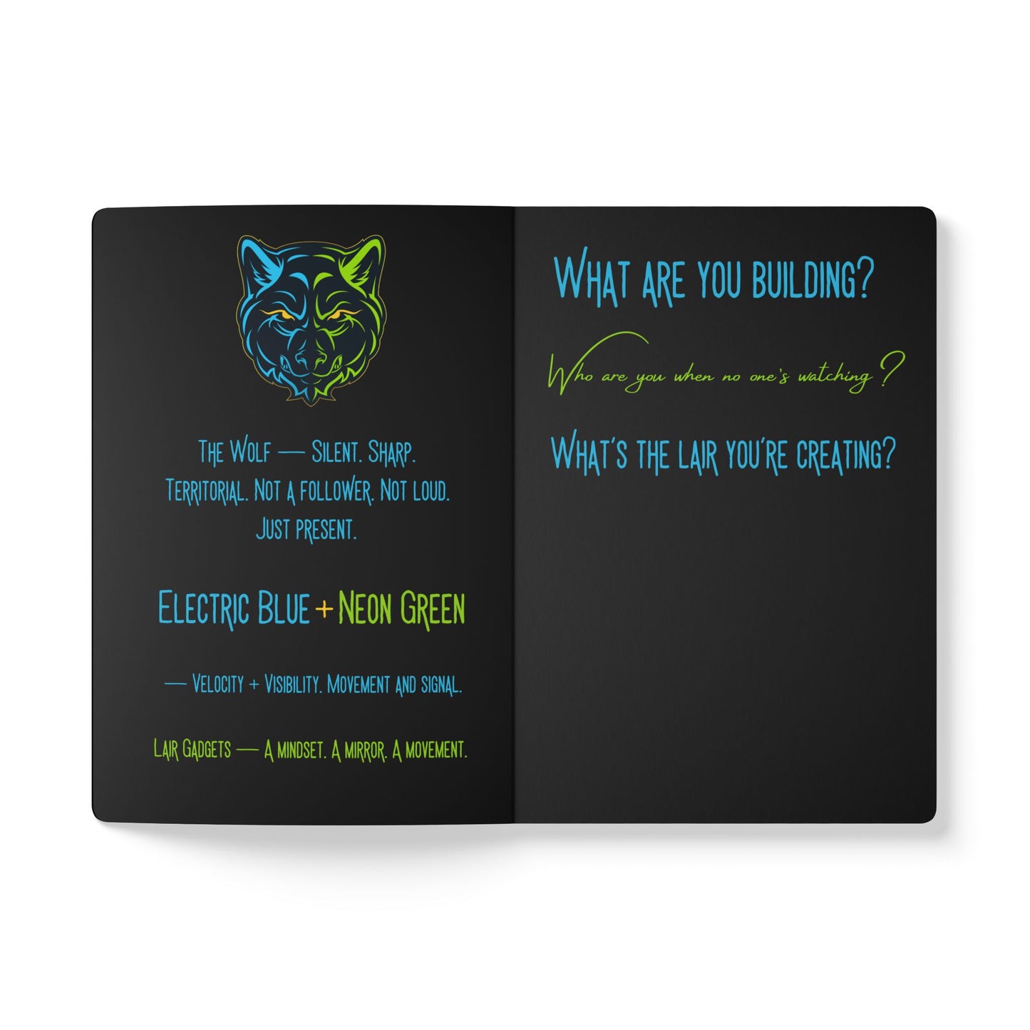 Lair Gadgets Wolf Softcover Journal, Motivational Notebook, Creative Writing Diary, Gift for Artists, School & Work