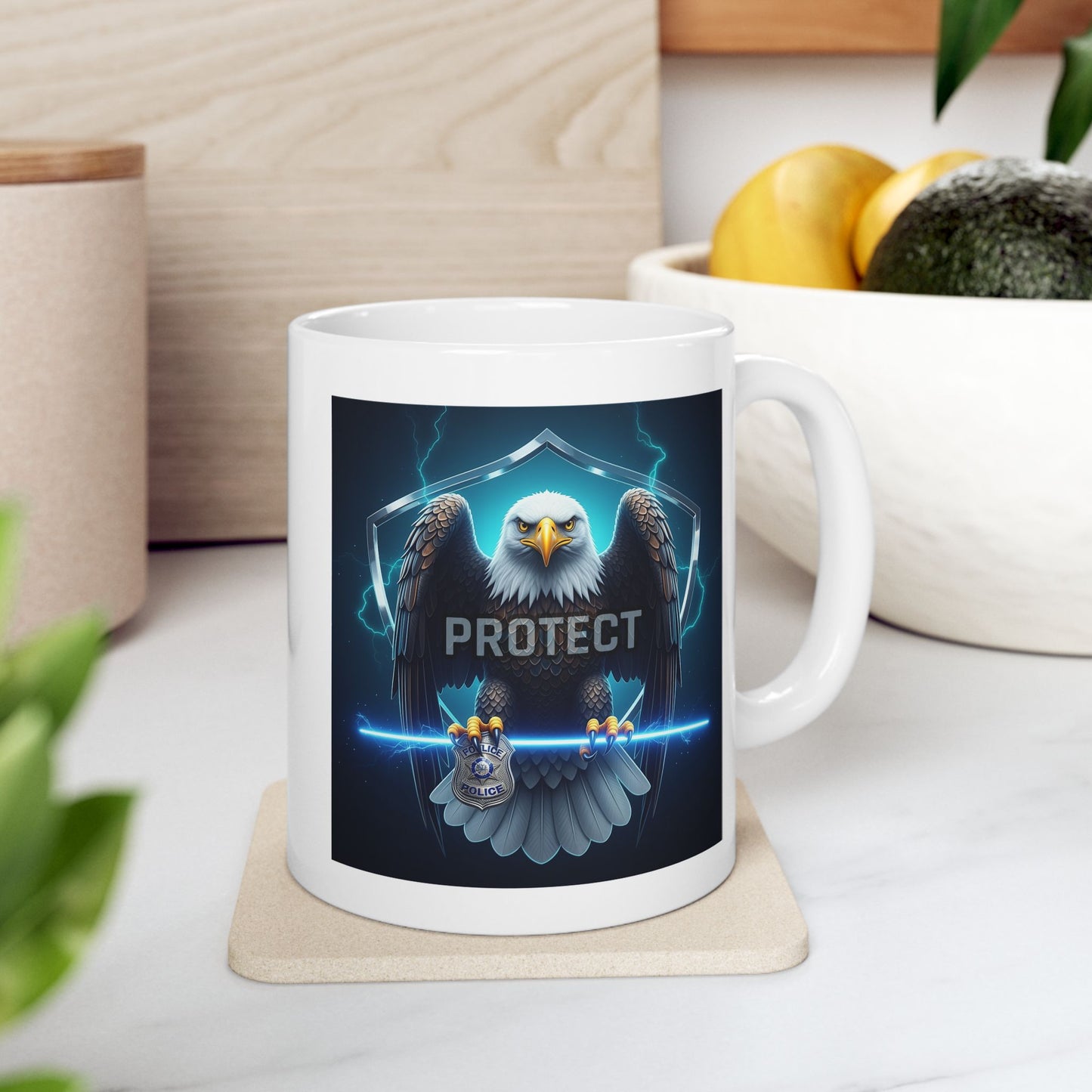 Eagle Protect Mug, Police Mug, Law Enforcement Mug, Patriotic Mug, American Eagle Mug, Gift for Police Officer, Military Mug