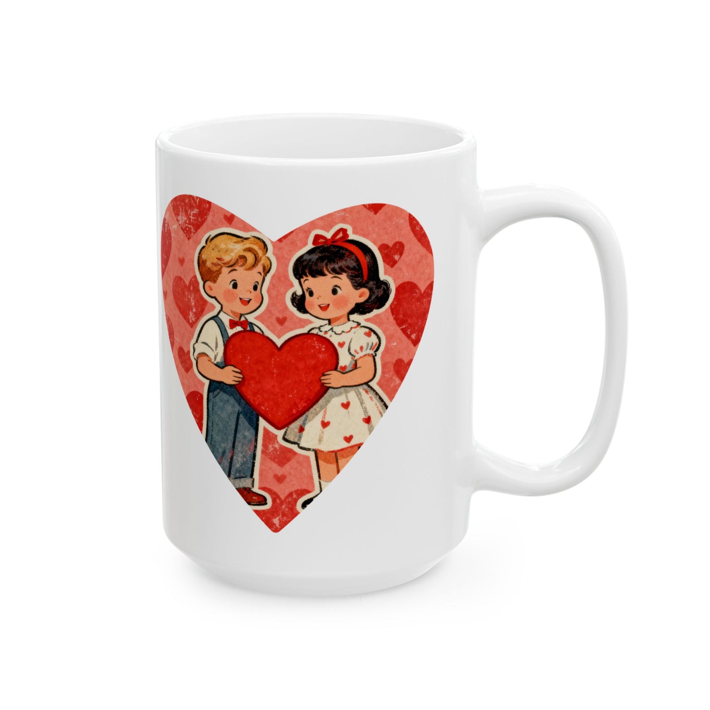 Retro Kids Heart Ceramic Mug 15oz- Score 72