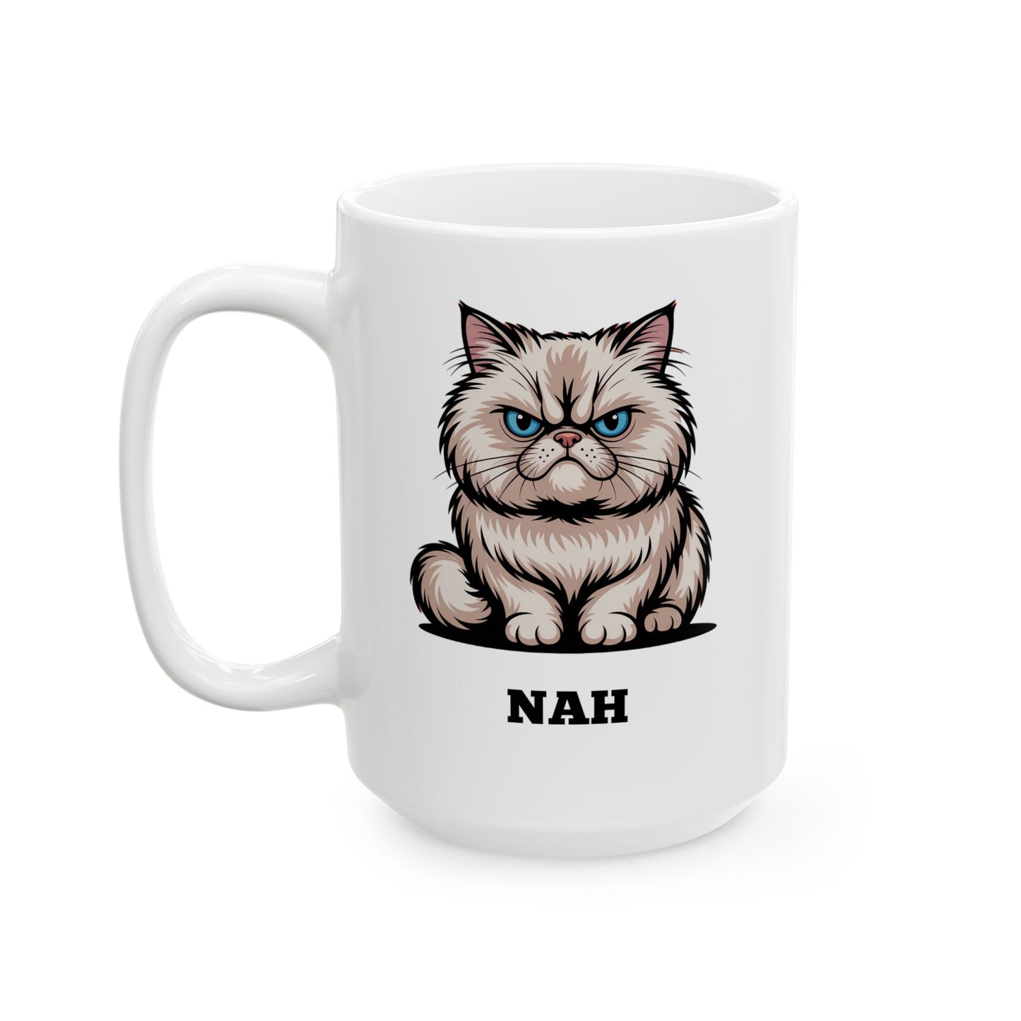 Funny Cat Coffee Mug – Angry Cat Mug for Cat Owners and Morning Coffee – “NAH” Design by Lair Gadgets
