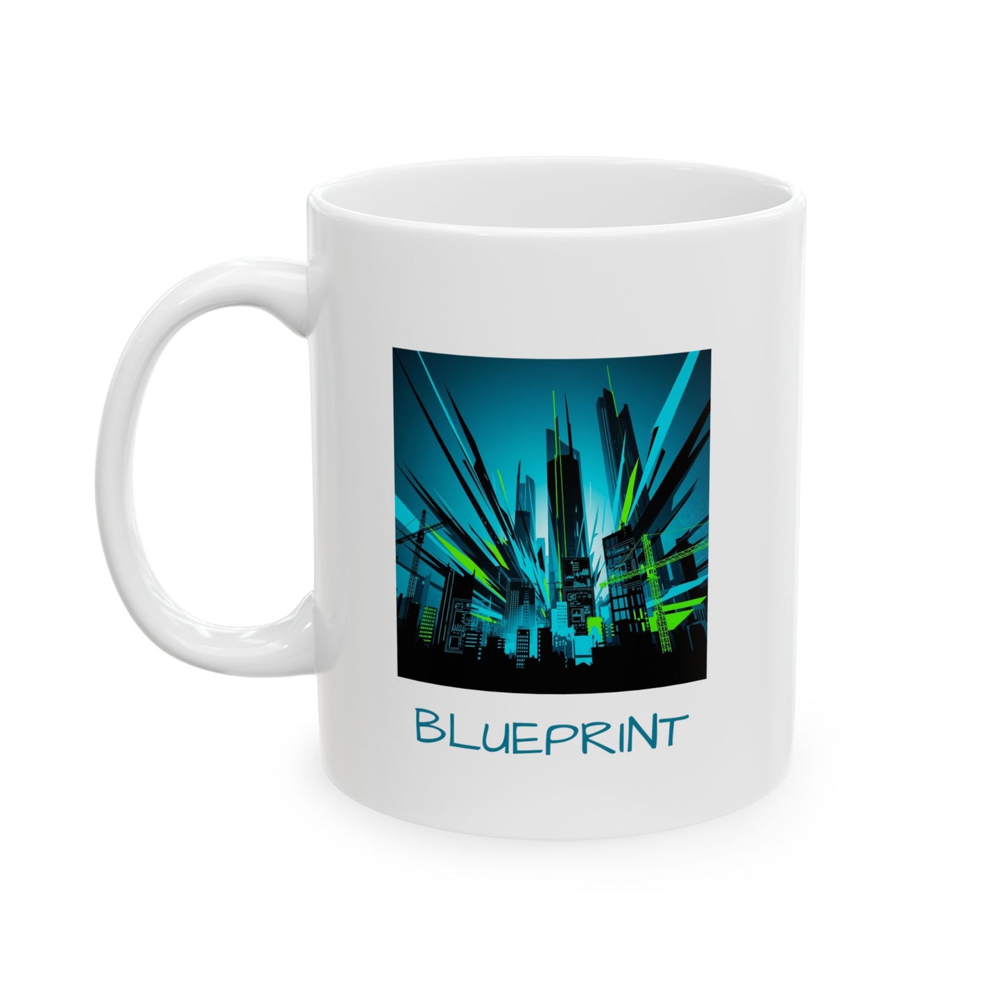 Cyberpunk Mug, Futuristic Cityscape, Neon Skyline Art, Modern Architecture Gift, Unique Coffee Cup, Urban Design Mug, Architect Gift