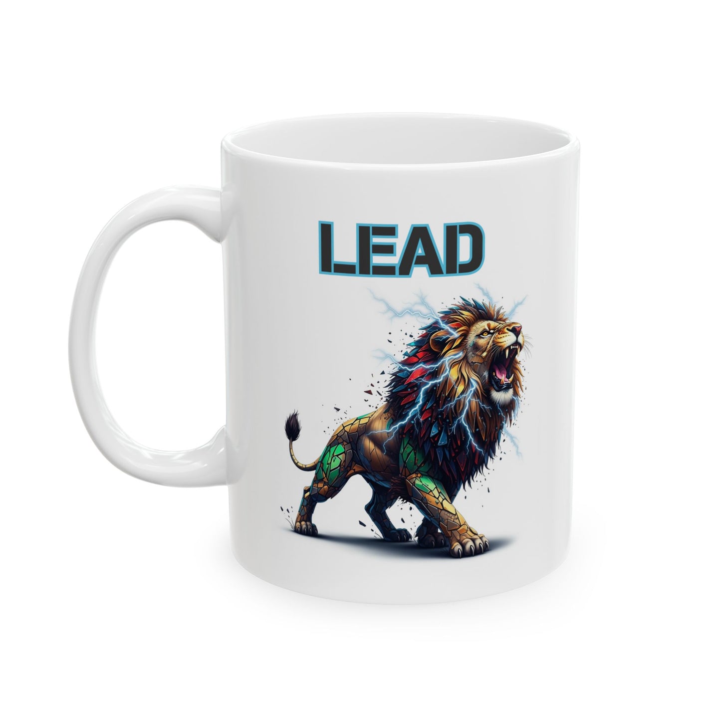 Electric Lion Art Mug, Colorful Lion Gift, Geometric Lion Cup, Unique Lion Design Mug, Artistic Lion Mug for Animal Lovers