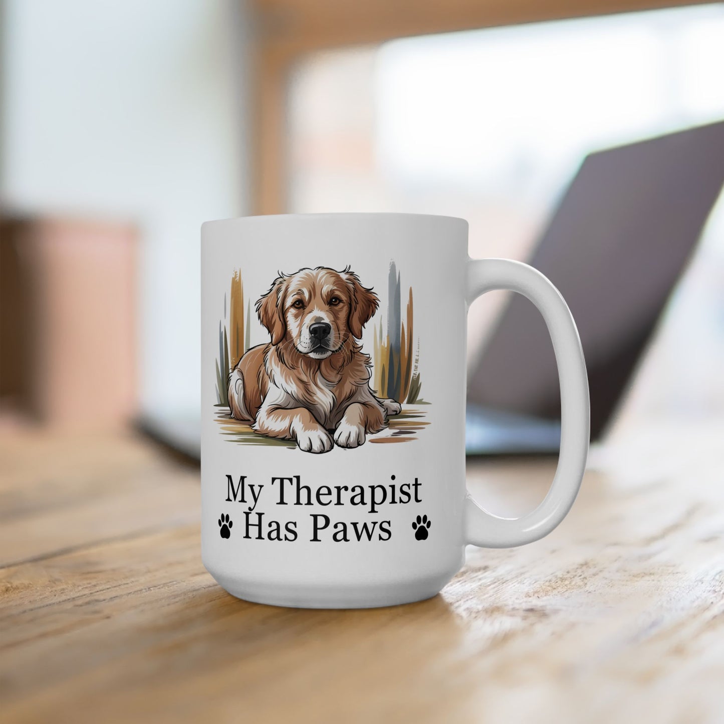 My Therapist Has Paws Dog Ceramic Mug, ( Labrador 15oz)
