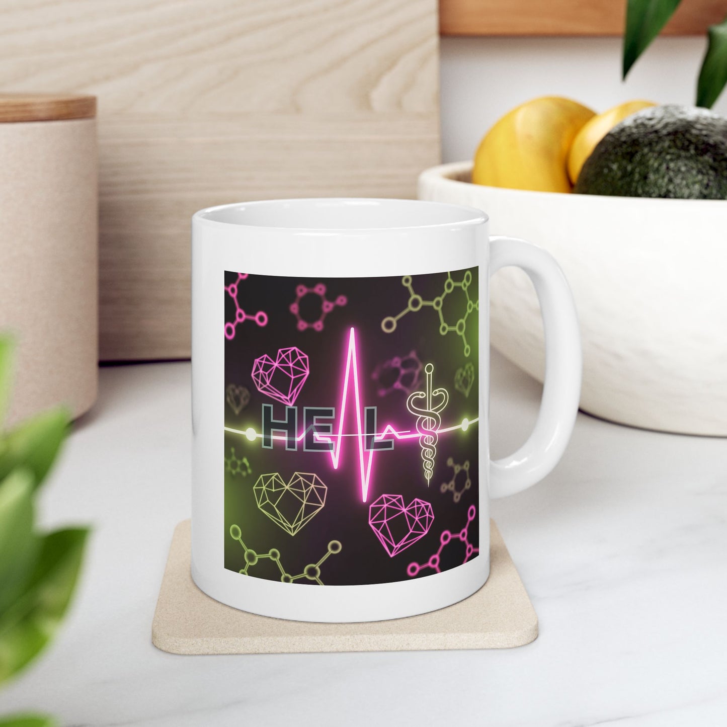 Medical Mug, Healthcare Coffee Mug, Caduceus Mug, Science Mug, Doctor Mug, Nurse Mug, Gift for Med Students, Heartbeat Mug, Molecular Mug