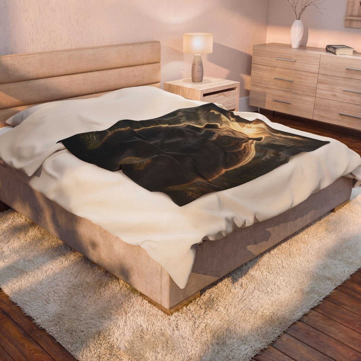 Bear Throw Blanket 60x80 – Rustic Wildlife Plush Blanket for Couch Bed Sofa – Mountain Lodge Decor – Mountain Titan by Lair Gadgets