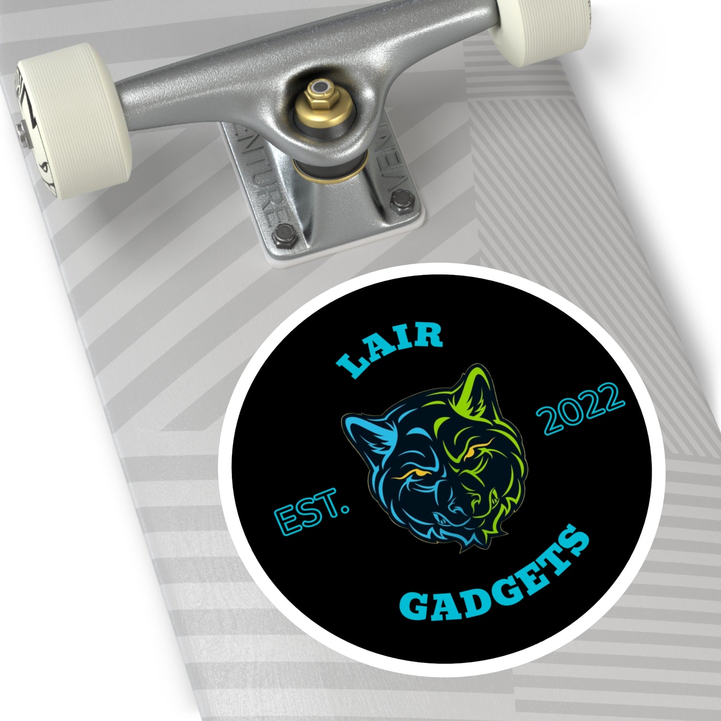 Lair Gadgets Round Stickers, Cool Tech Decals, Gift for Gamers, Laptop Stickers, Unique Home Decor, Indoor/Outdoor Decor