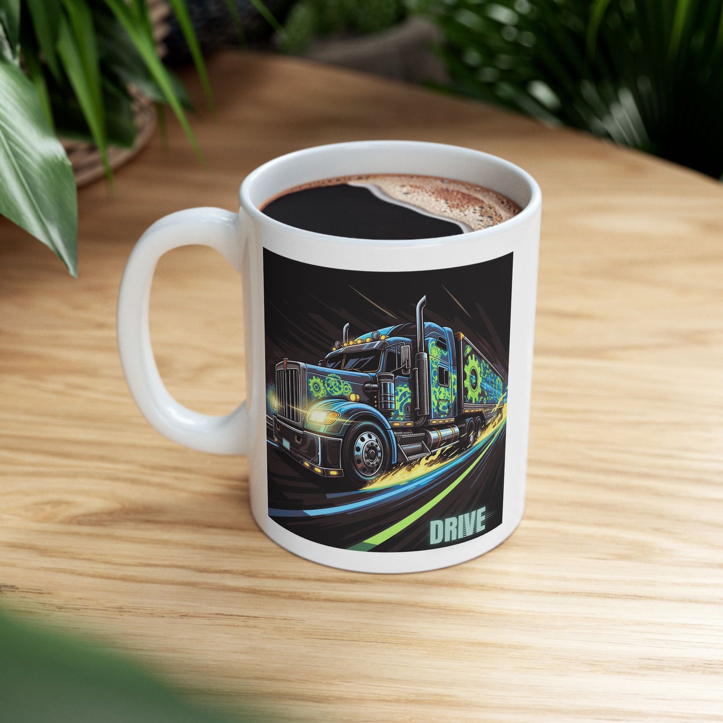 Cool Trucker Mug, Kenworth Design, Big Rig Art, Semi Truck Gift, Driving Enthusiast Present, Transport Lover Coffee Cup