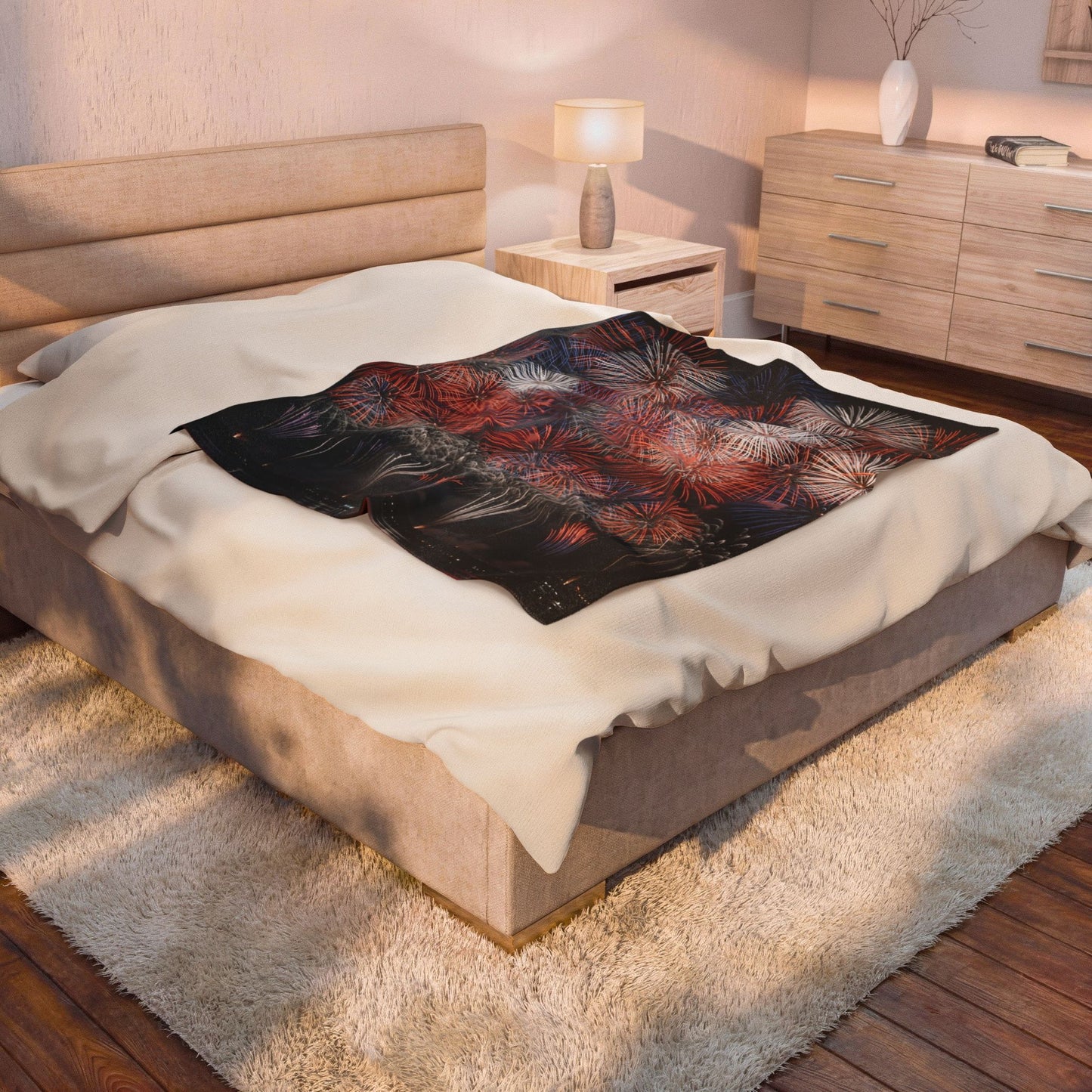 Fireworks Throw Blanket 60x80 – Patriotic Americana Celebration Decor – Soft Plush Accent for Couch Bed Chair – by Lair Gadgets
