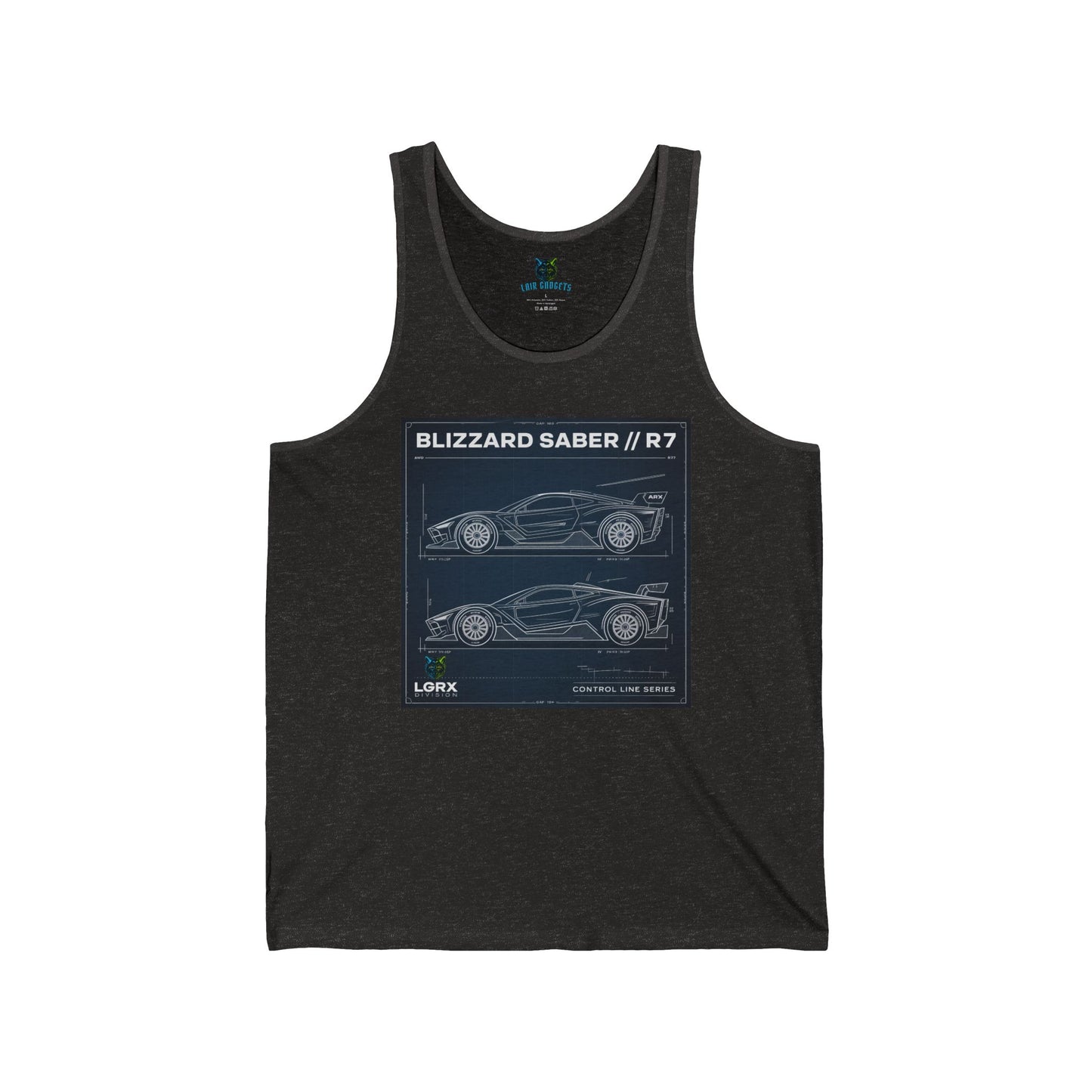 Blizzard Saber R7 T-Shirt, Car Blueprint Art, Automotive Enthusiast Apparel, Racing Car Design, LGRX Division, Control Line Series