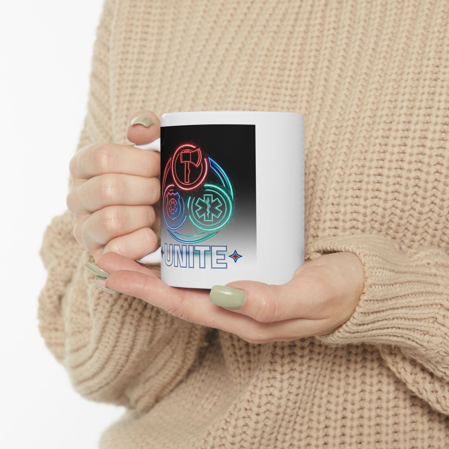 Unite First Responder Mug, Firefighter Police EMT Design, Emergency Services Gift, Support Our Heroes Cup, United We Stand Coffee Mug