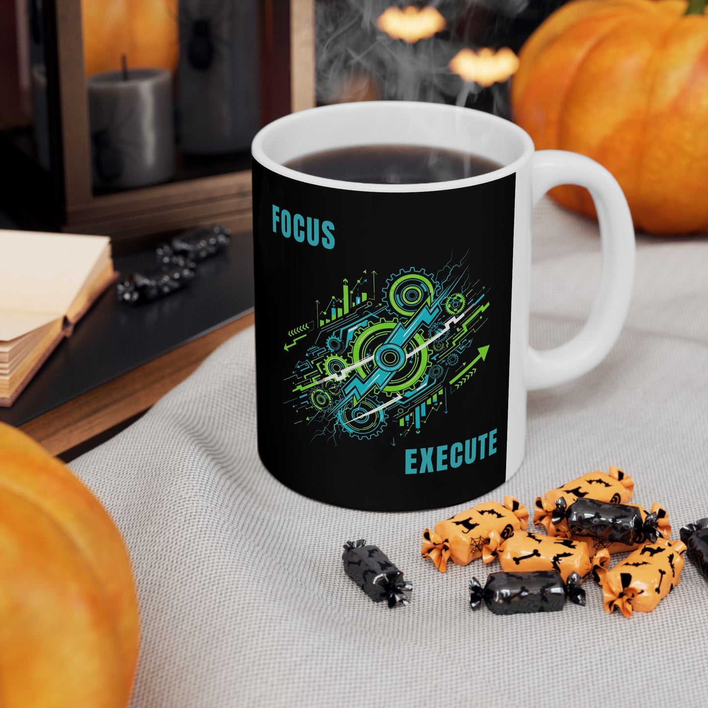 Motivational Ceramic Mug for Focus and Execution, Inspirational Coffee Cup, Office Gift, Gamer Mug, Unique Present