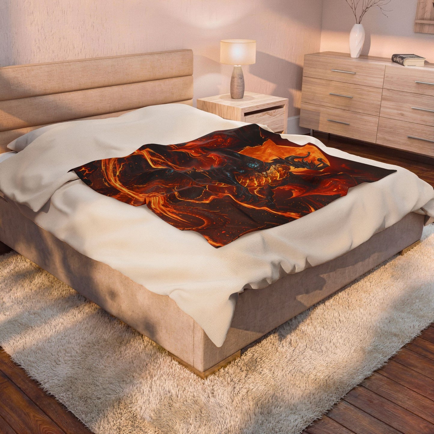 Dragon Throw Blanket – Plush Fantasy Blanket for Couch Bed Sofa – Fire Dragon Decor – Inferno Eclipse by Lair Gadgets