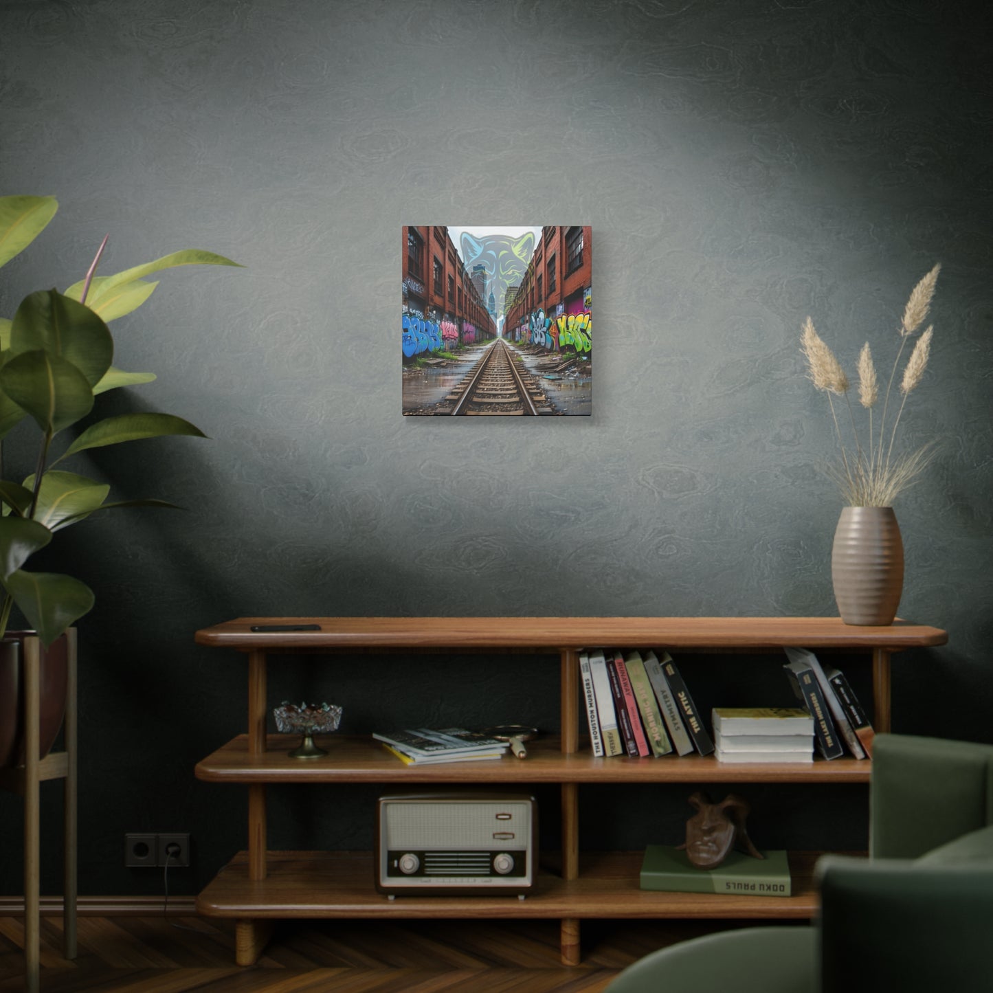 The Lair Is KC // 20x20 Canvas Print Born from bricks, shadows, and signal noise.