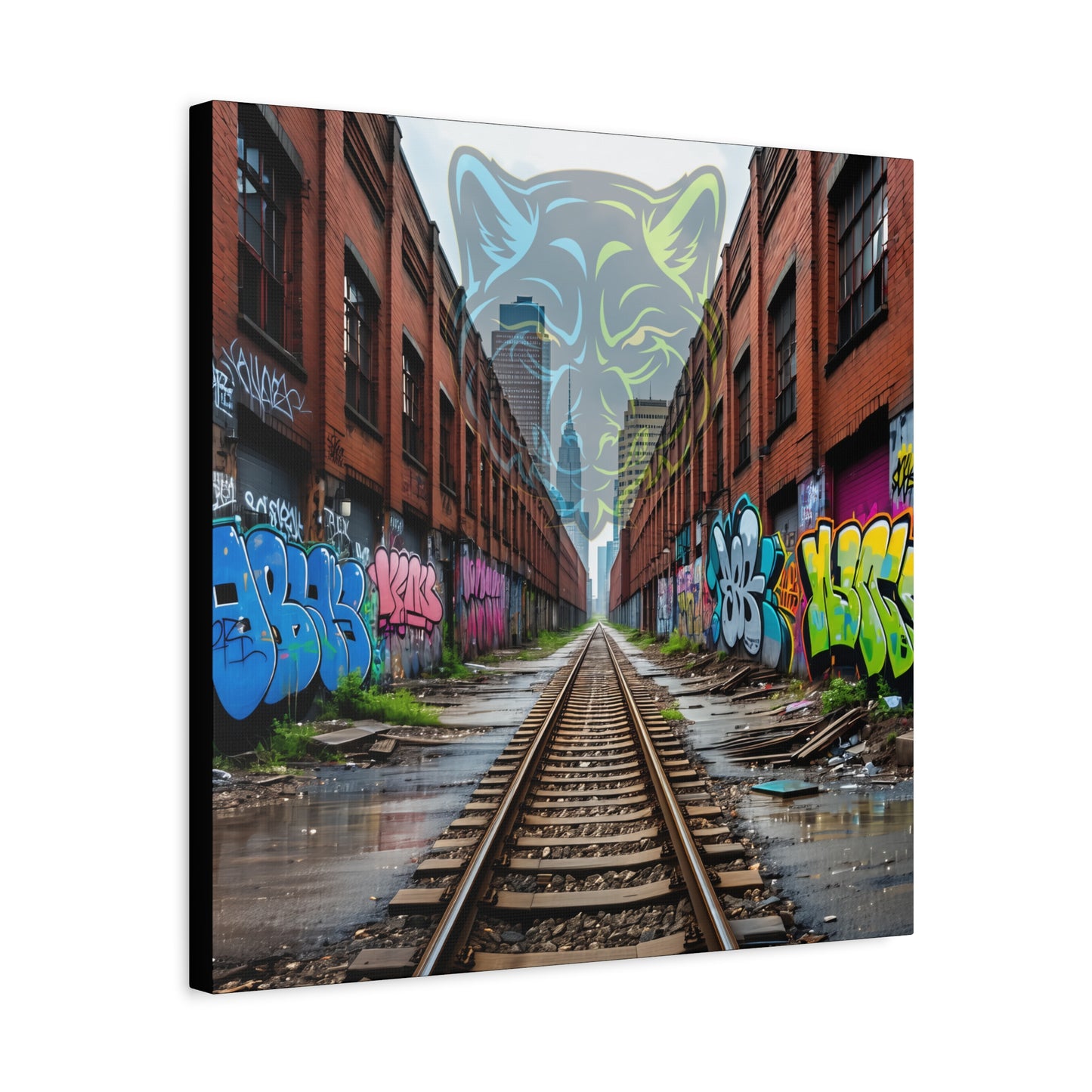 The Lair Is KC // 20x20 Canvas Print Born from bricks, shadows, and signal noise.